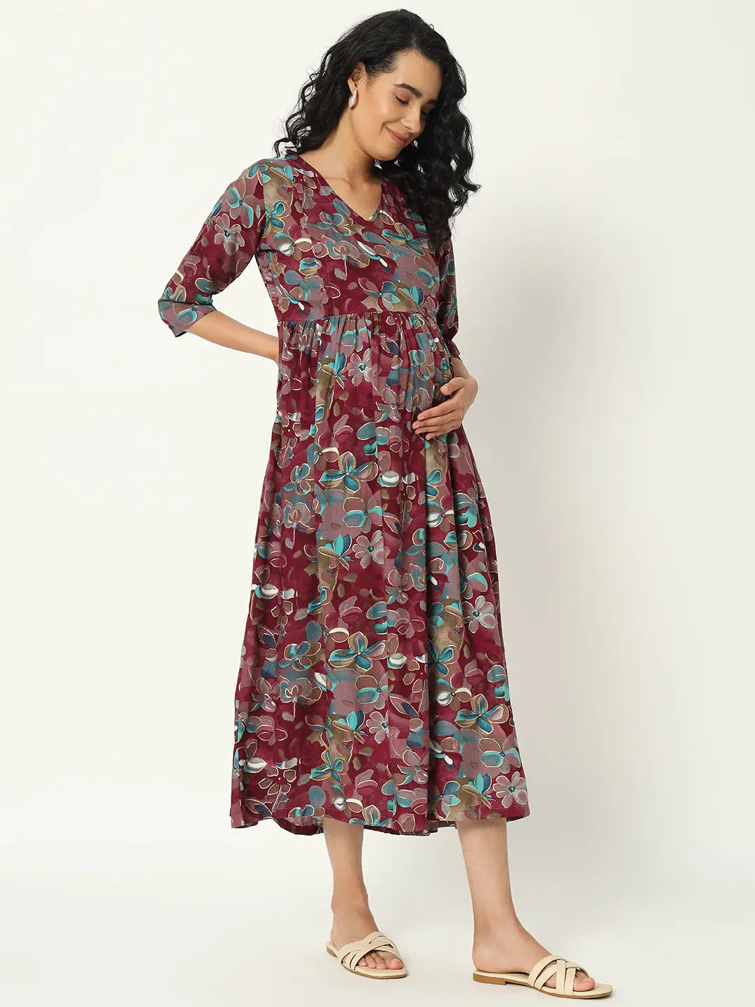 Cotton Prented Flared Kurta For Feeding And Maternity Purpose mumzhug