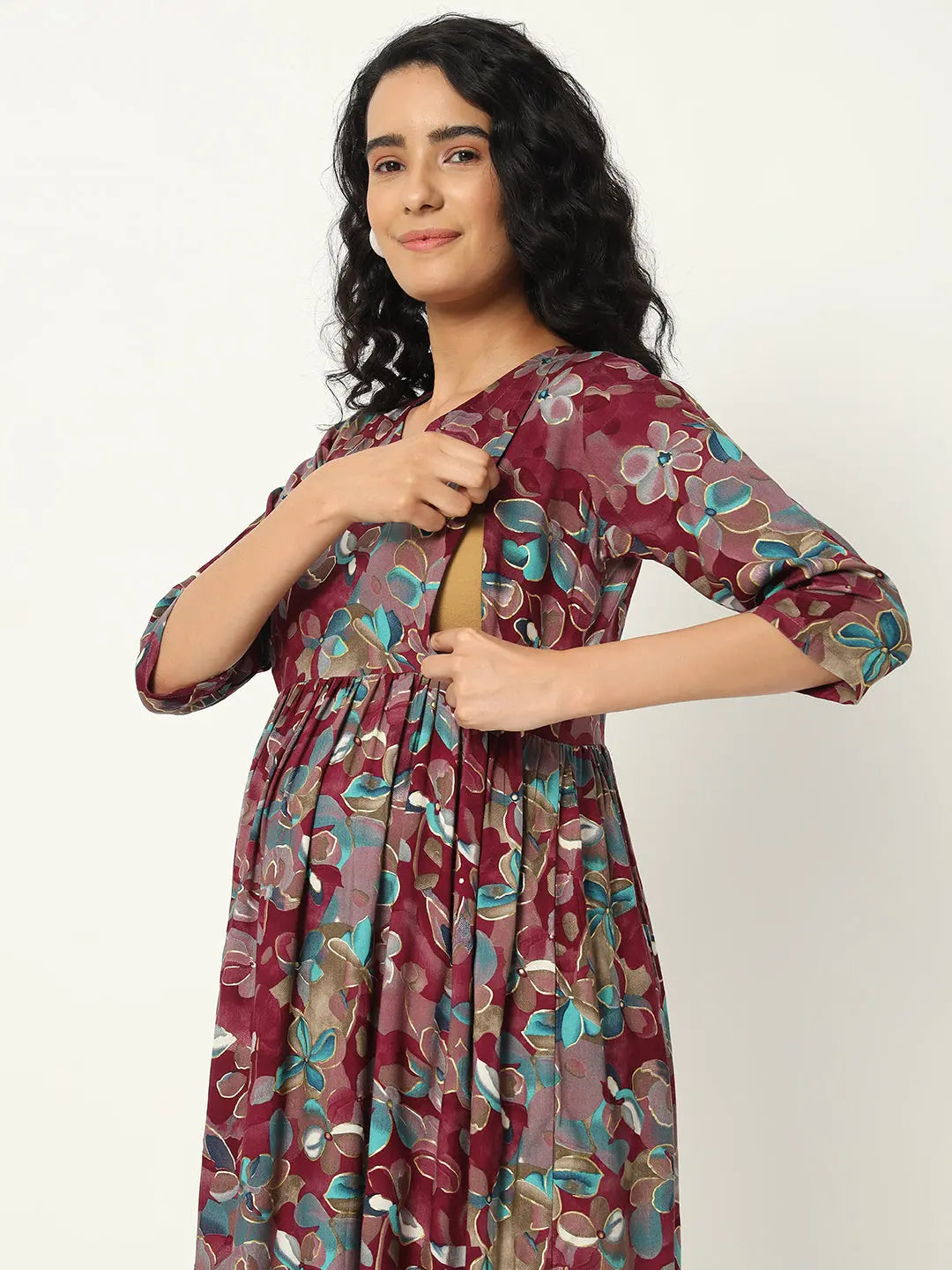 Cotton Prented Flared Kurta For Feeding And Maternity Purpose mumzhug