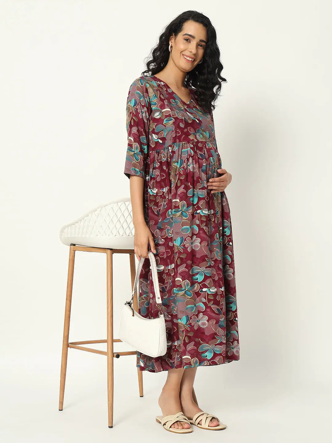 Cotton Prented Flared Kurta For Feeding And Maternity Purpose mumzhug