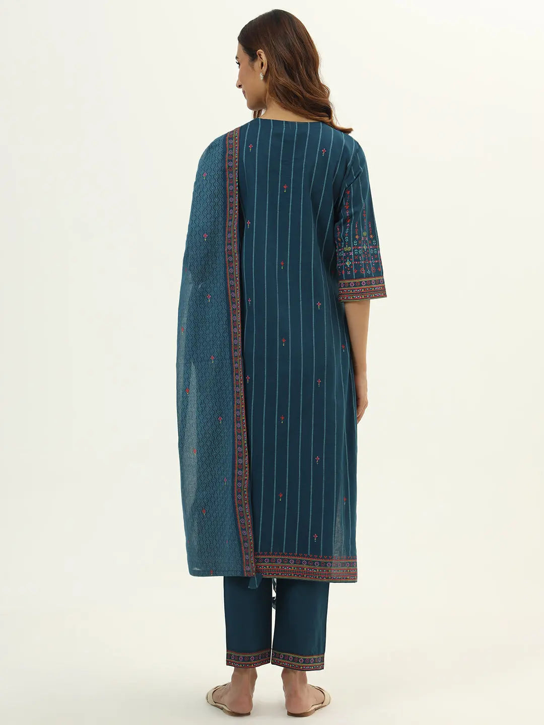 Cotton Panel Print Embroided Kurta With Pallao And Dupatta For Feeding And Maternity Purpose mumzhug