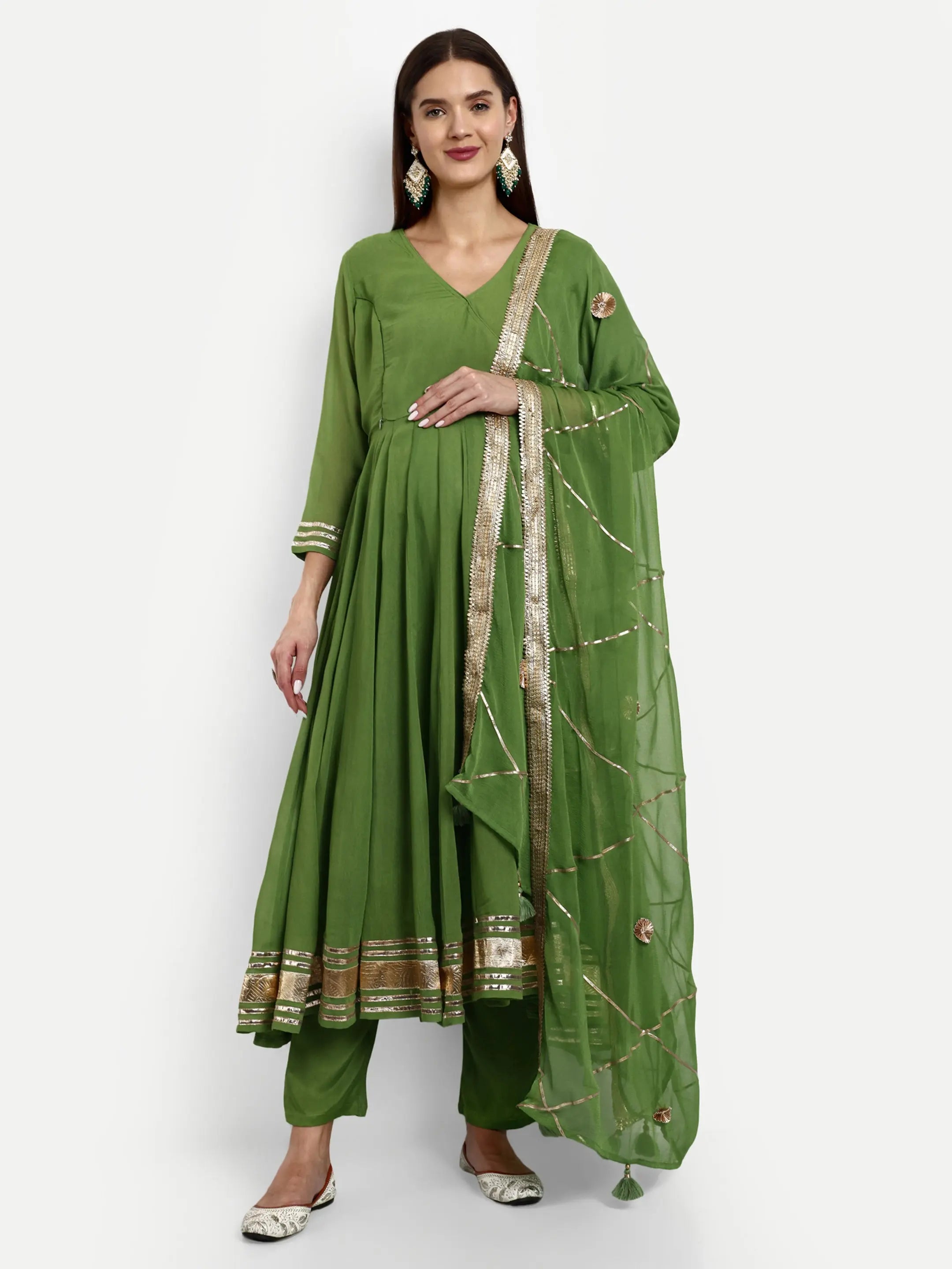 mumzhug Gotta Patti Empire Anarkali Kurta With Trousers  Dupatta mumzhug