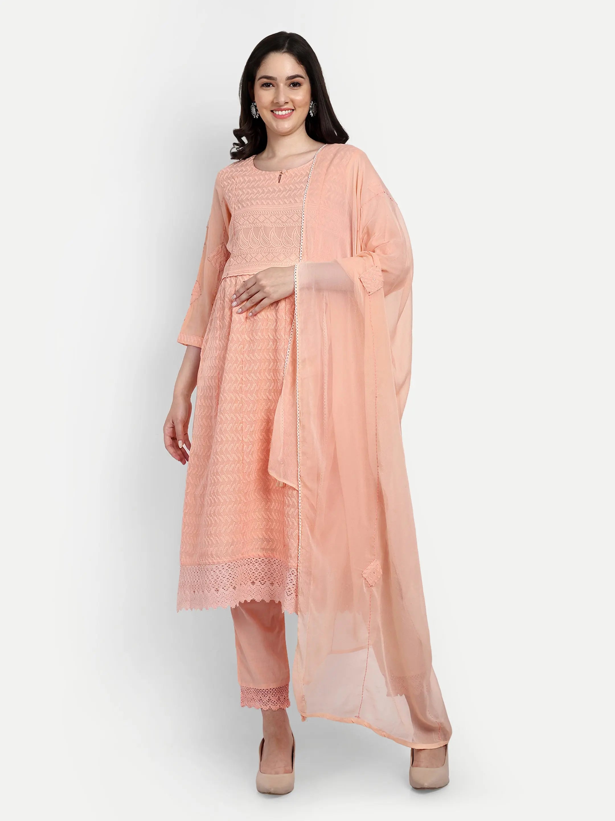 CHIKANKARI COTTON FEEDING AND MATERNITY KURTA SET mumzhug