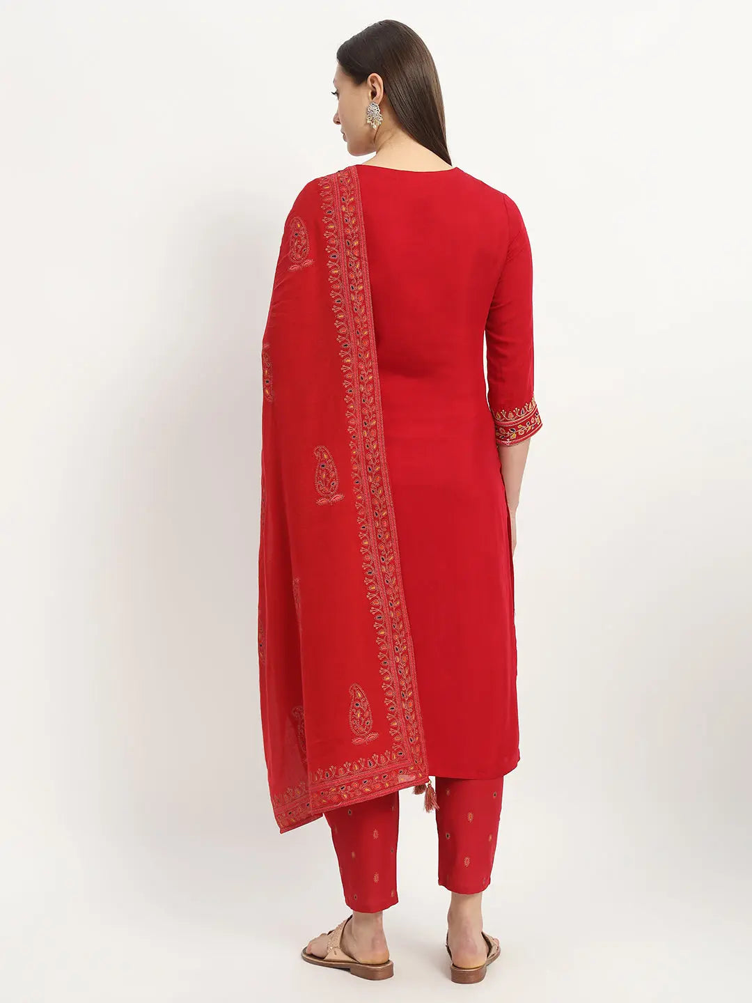 MUMZHUG Embroided  Straight Kurta & Rayon Pant & Malmal Dupatta For Maternity & Feeding Purpose mumzhug