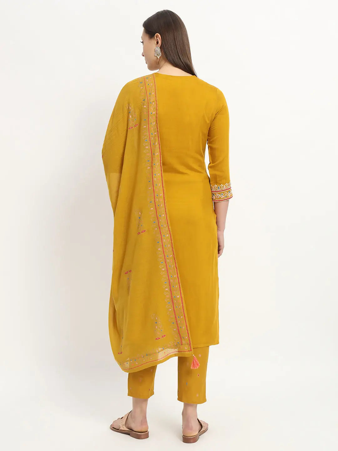 MUMZHUG Embroided  Straight Kurta & Rayon Pant & Malmal Dupatta For Maternity & Feeding Purpose mumzhug