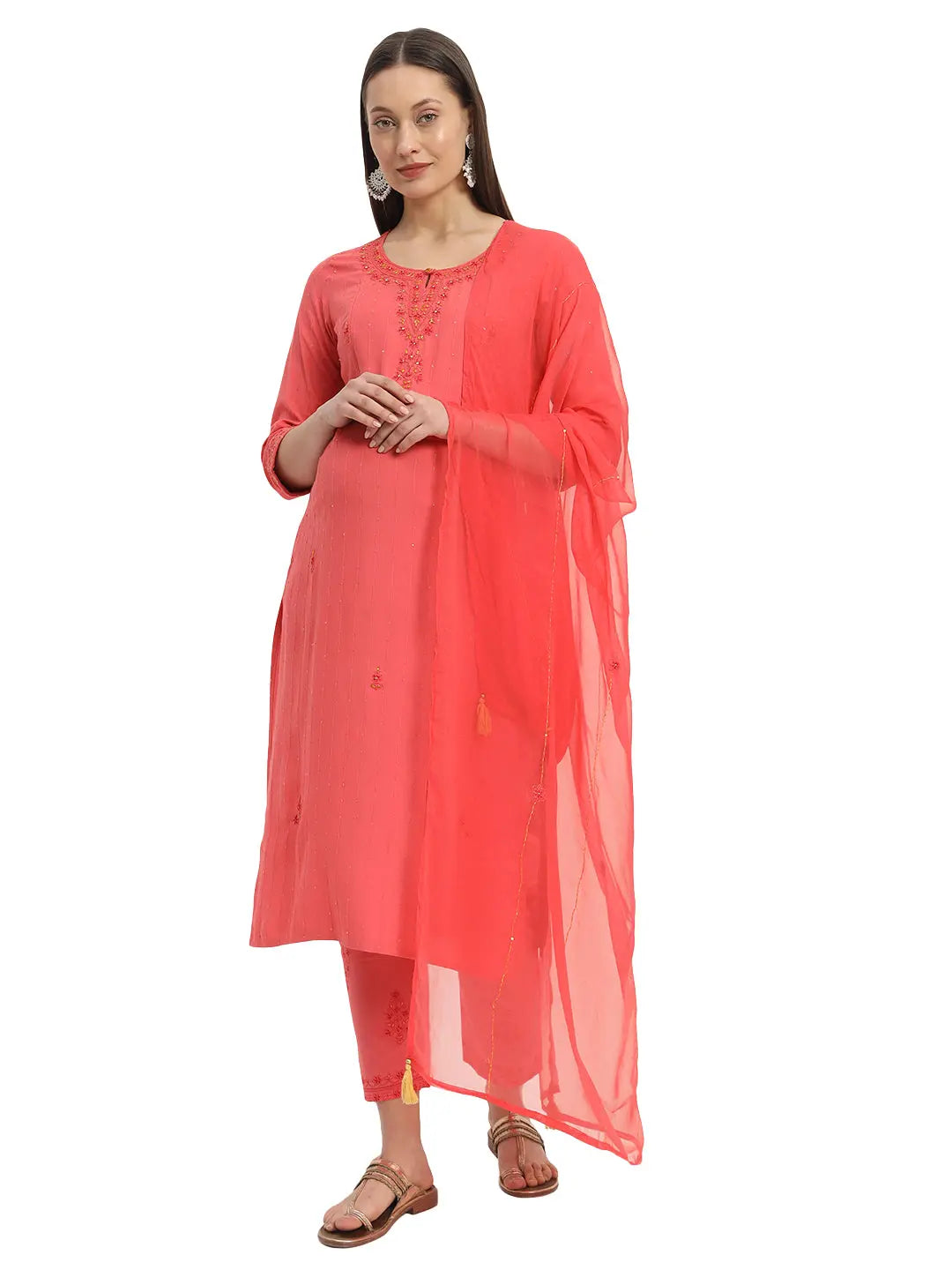 VISSCOSE SOFT YARN DYED RAYON EMBROIDERED KURTA PANT AND DUPATTA SET FOR FEEDING AND MATERNITY PURPOSE mumzhug