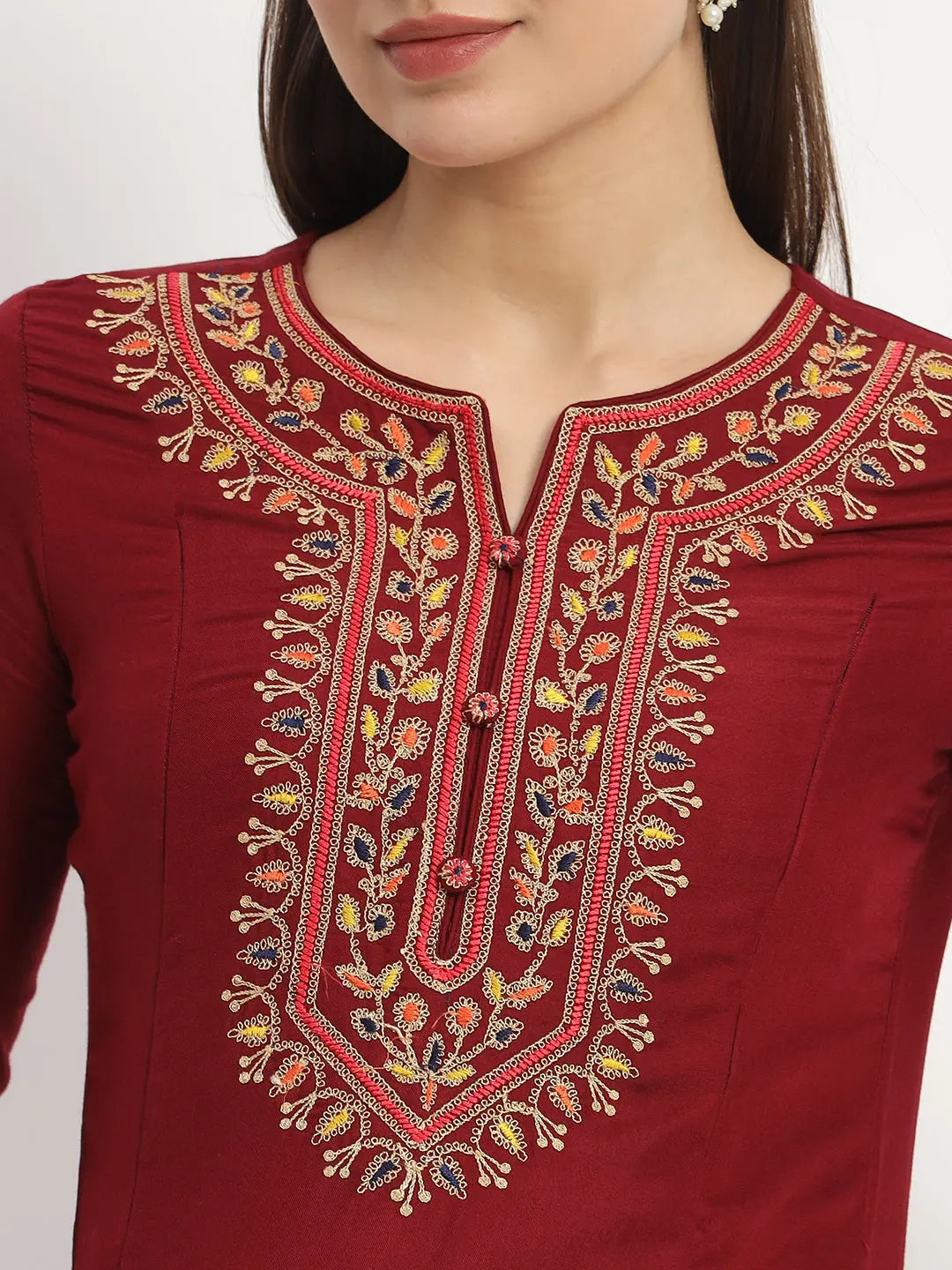 MAROON COLORED SOFT RAYON EMBROIDERED FEEDING AND NURSING KURTA WITH FEEDING ZIPPERS  mumzhug 