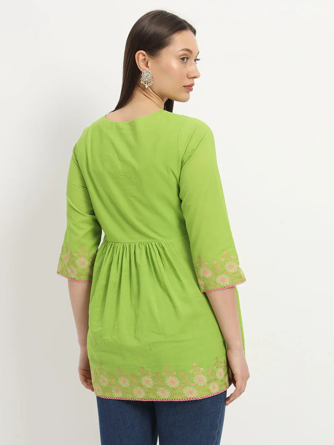 Cotton Embroided Flared Kurta For Feeding And Maternity Purpose mumzhug