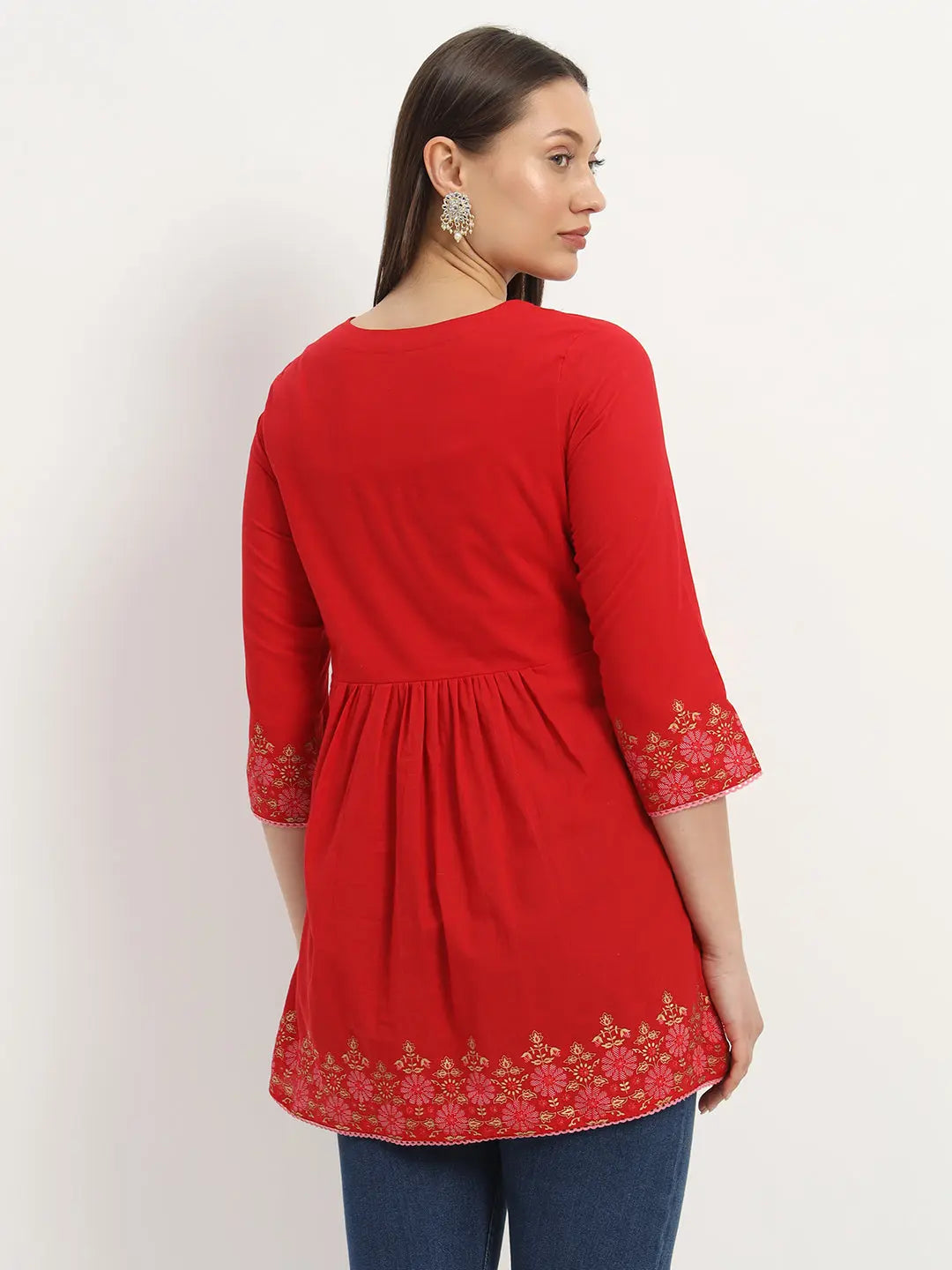 Cotton Embroided Flared Kurta For Feeding And Maternity Purpose mumzhug