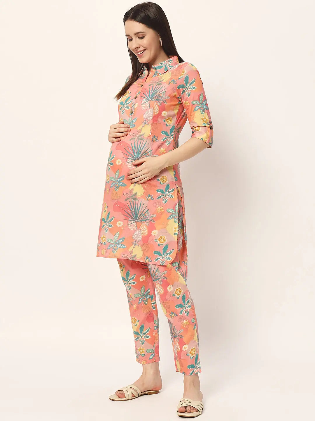 Mumzhug pure cotton printed kurta set for feeding and maternity purpose mumzhug