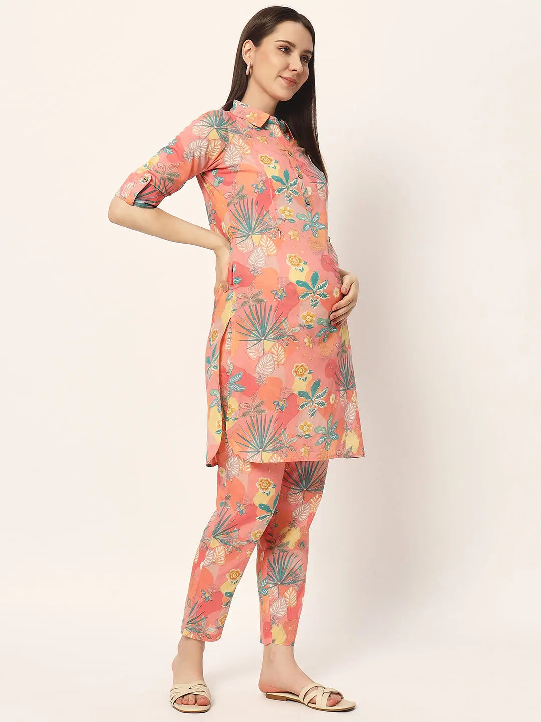 Mumzhug pure cotton printed kurta set for feeding and maternity purpose mumzhug