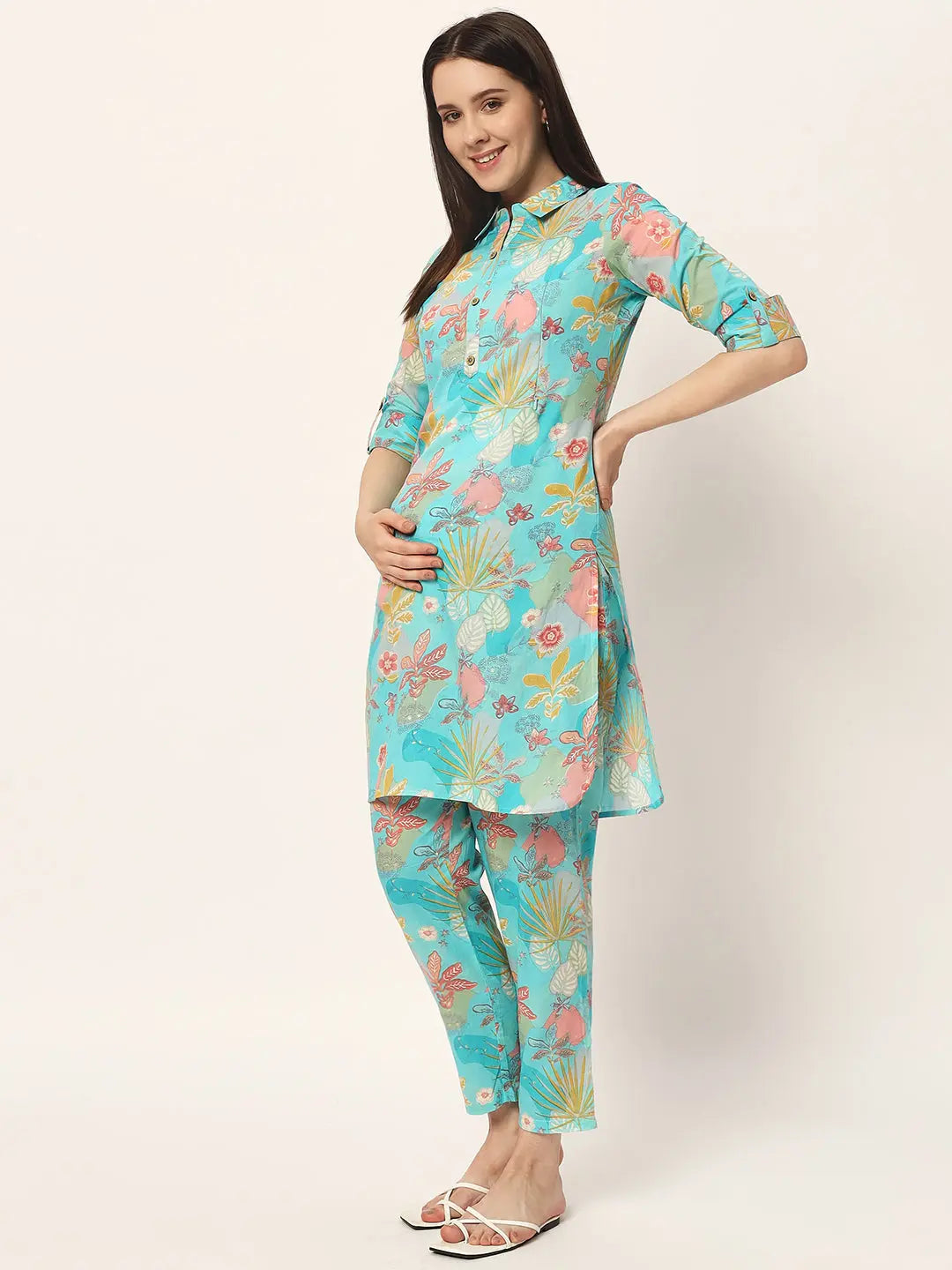 Mumzhug pure cotton printed kurta set for feeding and maternity purpose mumzhug