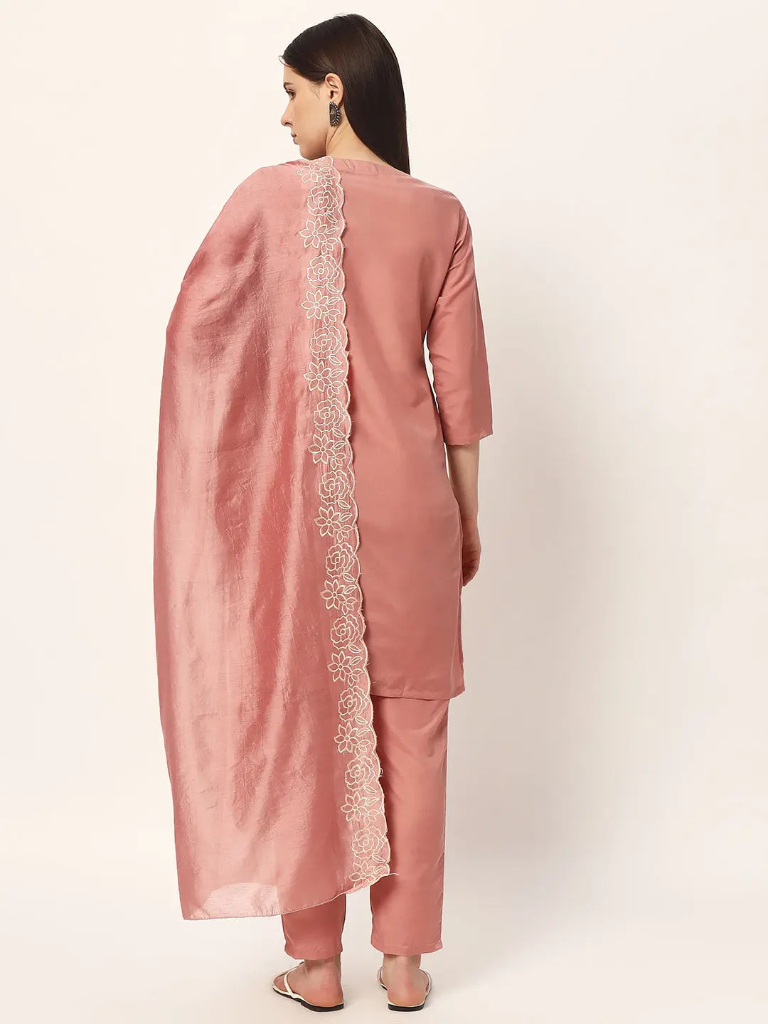 ROMAN SILK EMBROIDED KURTA PANT AND DUPATTA SET WITH ATTACHED LINING FOR FEEDING AND MATERNITY PURPOSE mumzhug