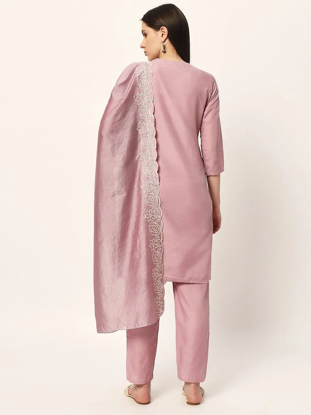 ROMAN SILK EMBROIDED KURTA PANT AND DUPATTA SET WITH ATTACHED LINING FOR FEEDING AND MATERNITY PURPOSE mumzhug