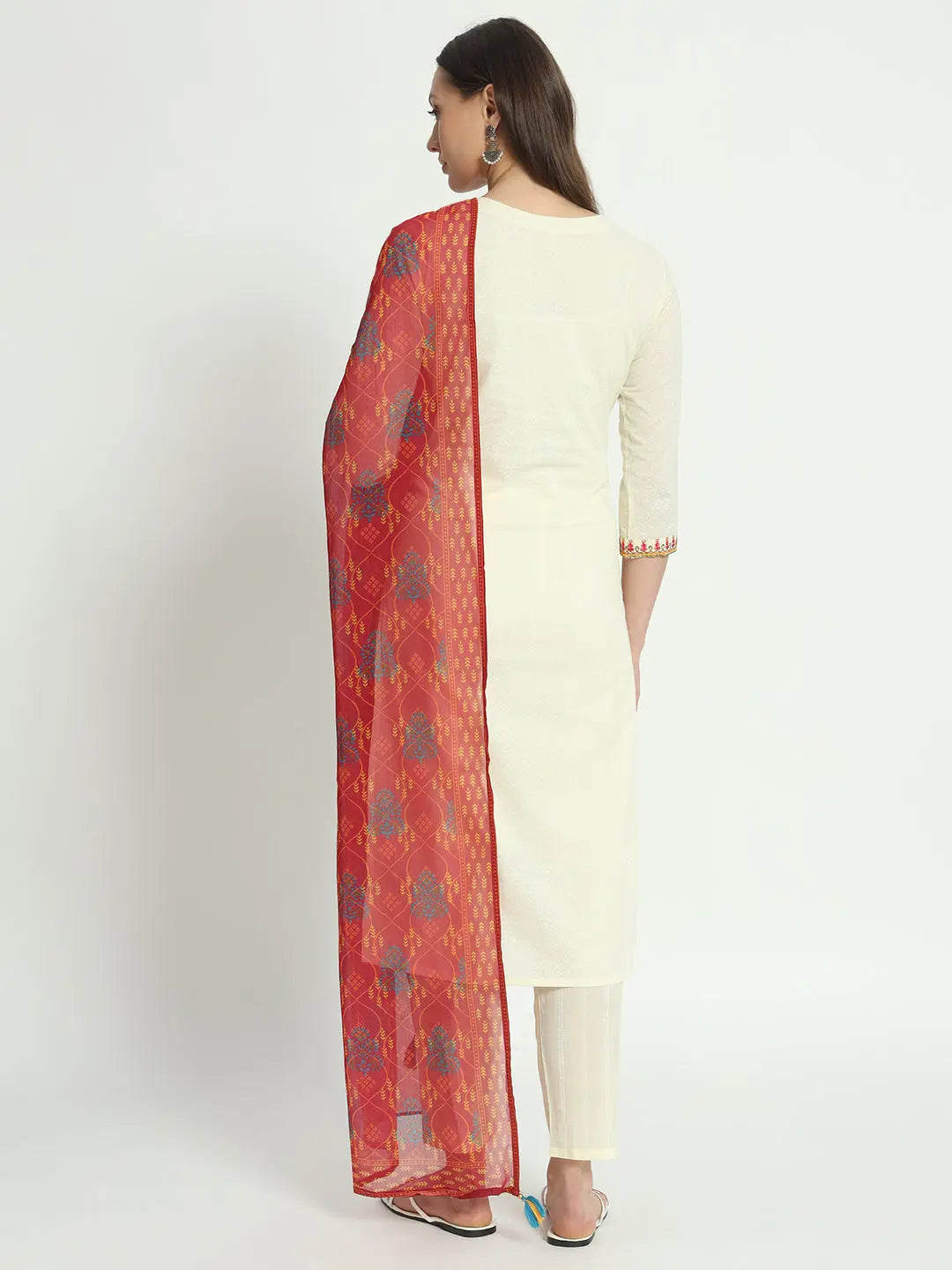 COTTON  EMBROIDED KURTA WITH LINING WITH  PANT AND CHIFFON DUPATTA FOR MATERNITY AND FEEDING PURPOSE mumzhug