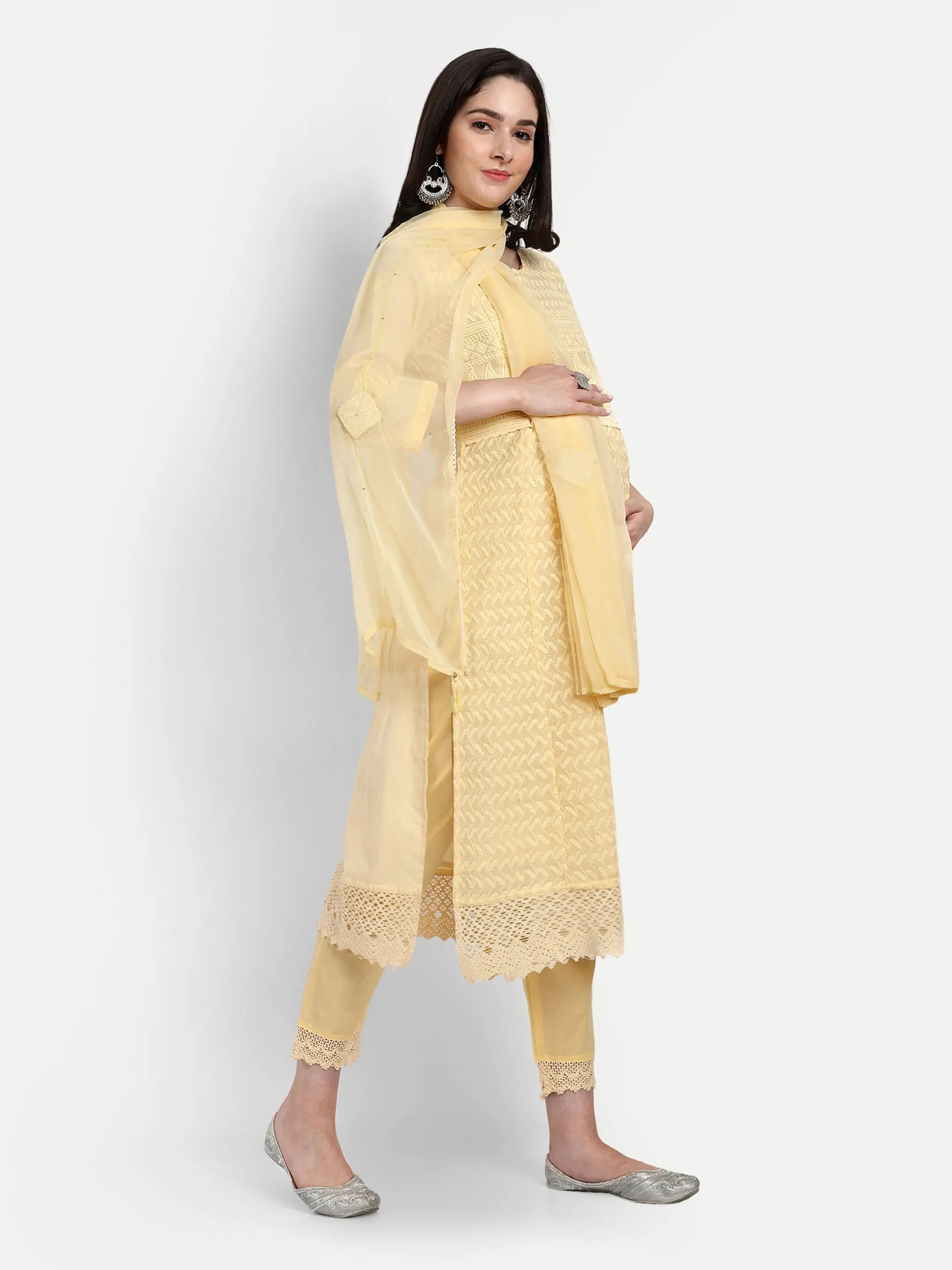 CHIKANKARI FEEDING AND MATERNITY KURTA SET mumzhug