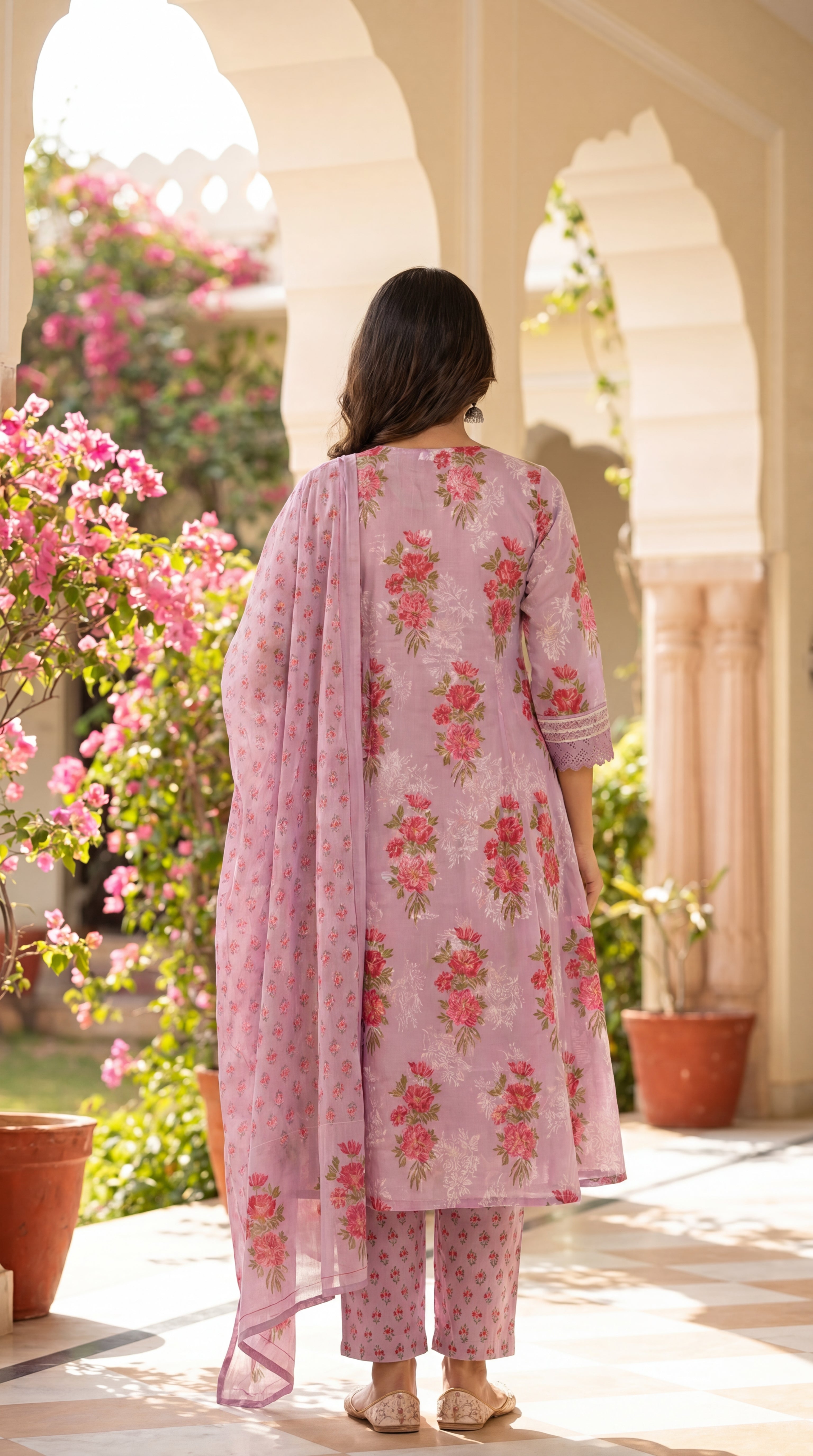 Lavender Jaipuri Print Cotton Maternity & Feeding Kurta Pant Set with Dupatta – Mumzhug Ethnic Wear