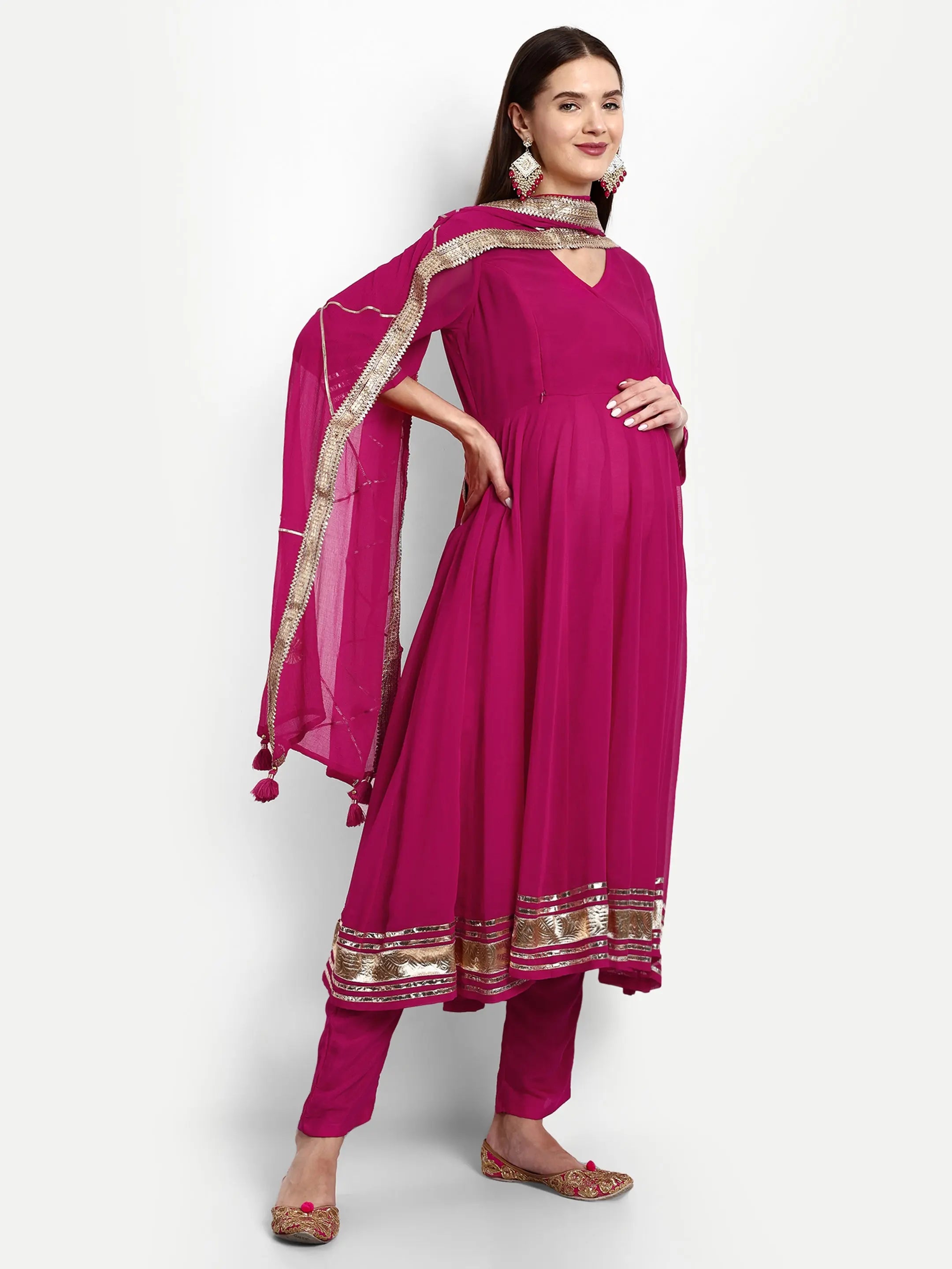 mumzhug Gotta Patti Empire Anarkali Kurta With Trousers  Dupatta mumzhug