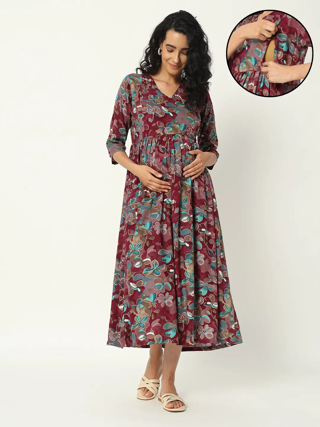 Cotton Prented Flared Kurta For Feeding And Maternity Purpose mumzhug