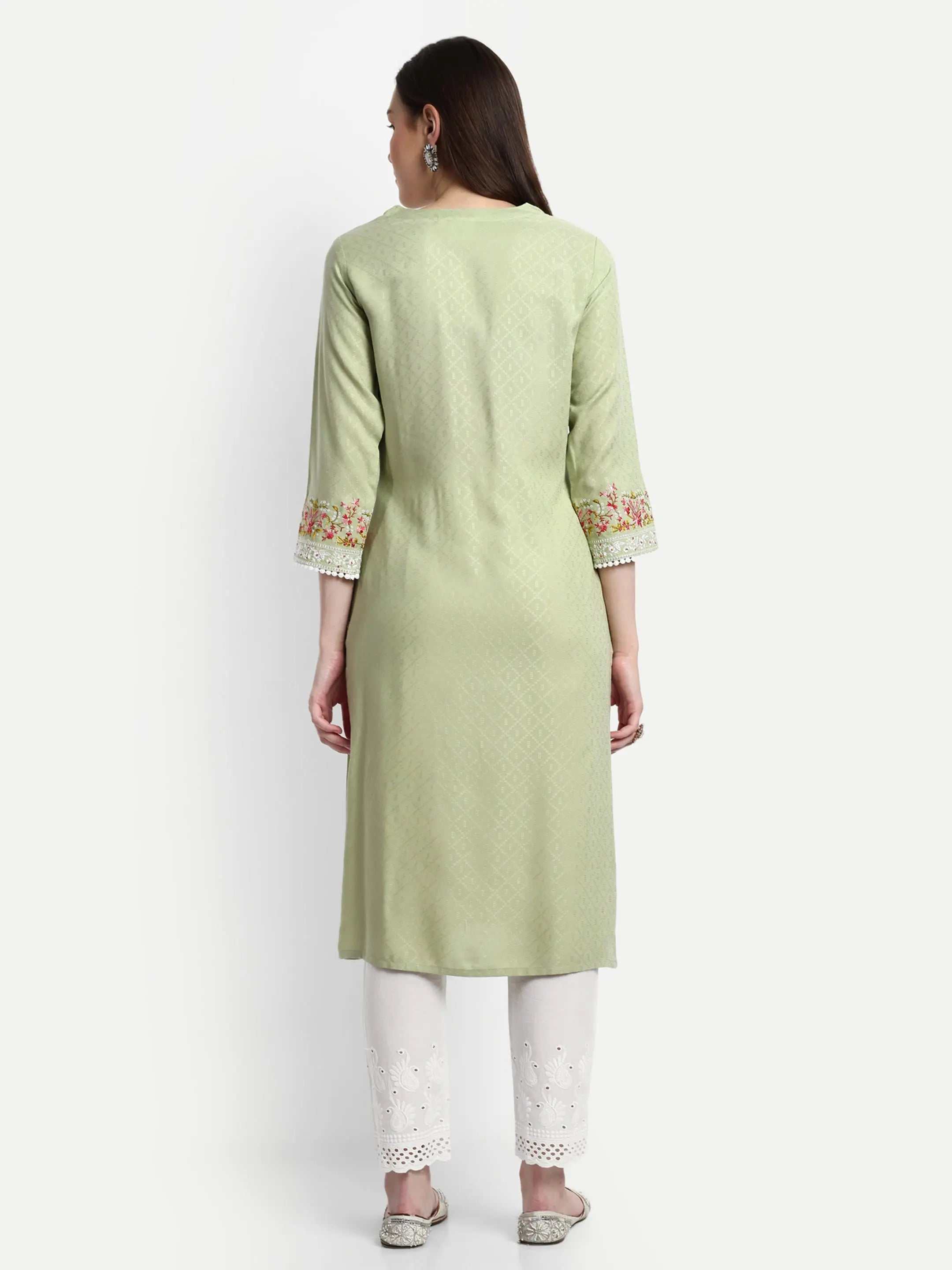 MUMZHUG Rayon Yarn Dyed Embroided Kurta with Cotton Schiffli Trouser for Feeding and Maternity Purpose mumzhug