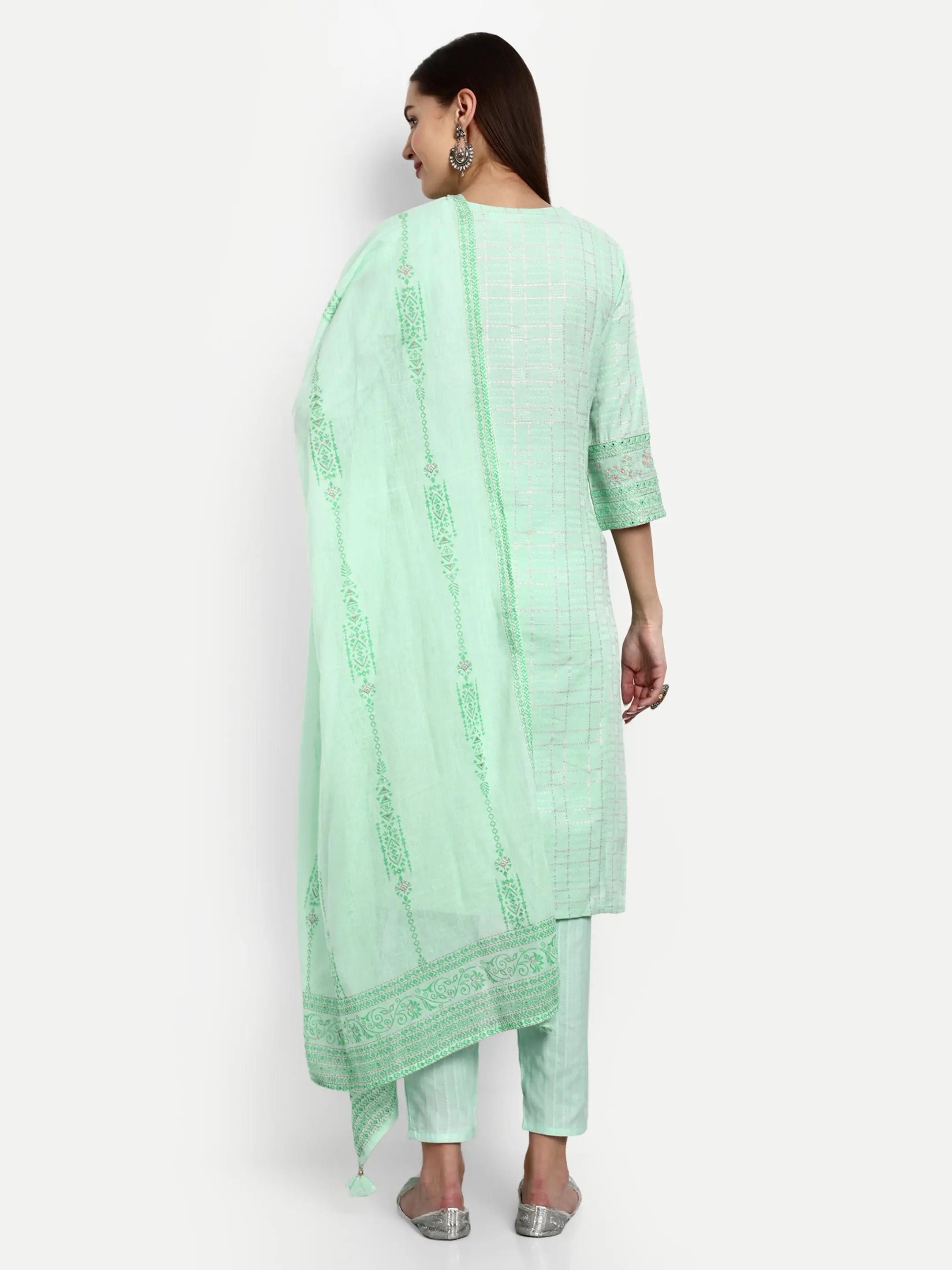 Cotton Lurex Embroided Kurta With Trouser And Dupatta For Feeding And Maternity mumzhug