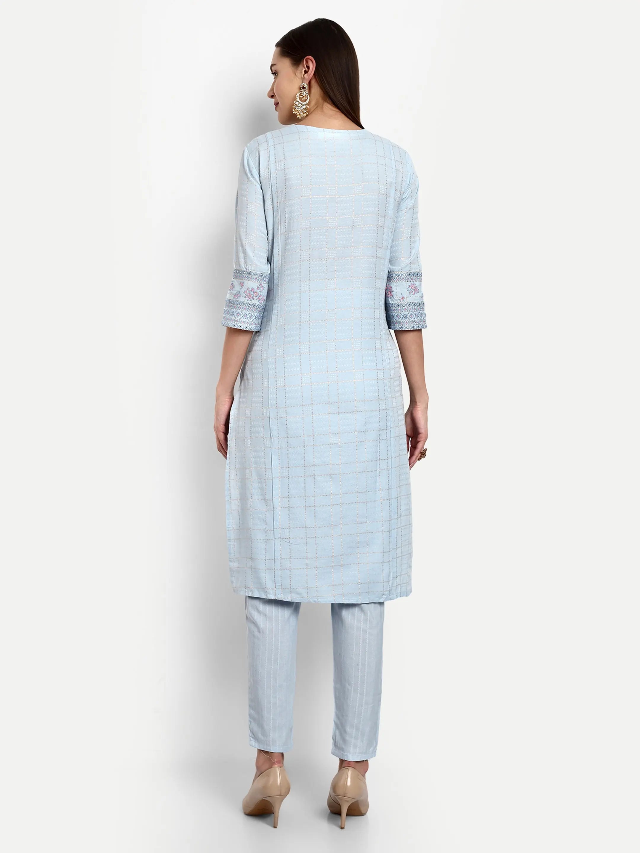 Cotton Lurex Embroided Kurta With Trouser And Dupatta For Feeding And Maternity mumzhug