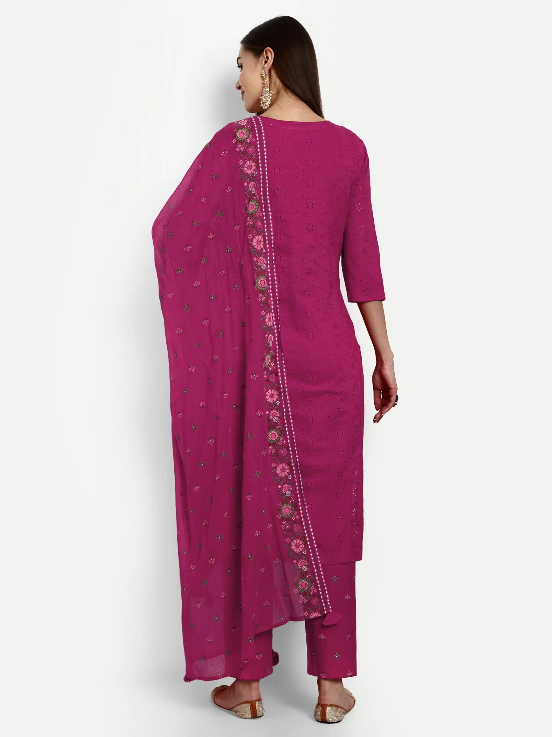 mumzhug Floral Embroidered Thread Work Pure Cotton Maternity Kurta with Trousers  Dupatta mumzhug