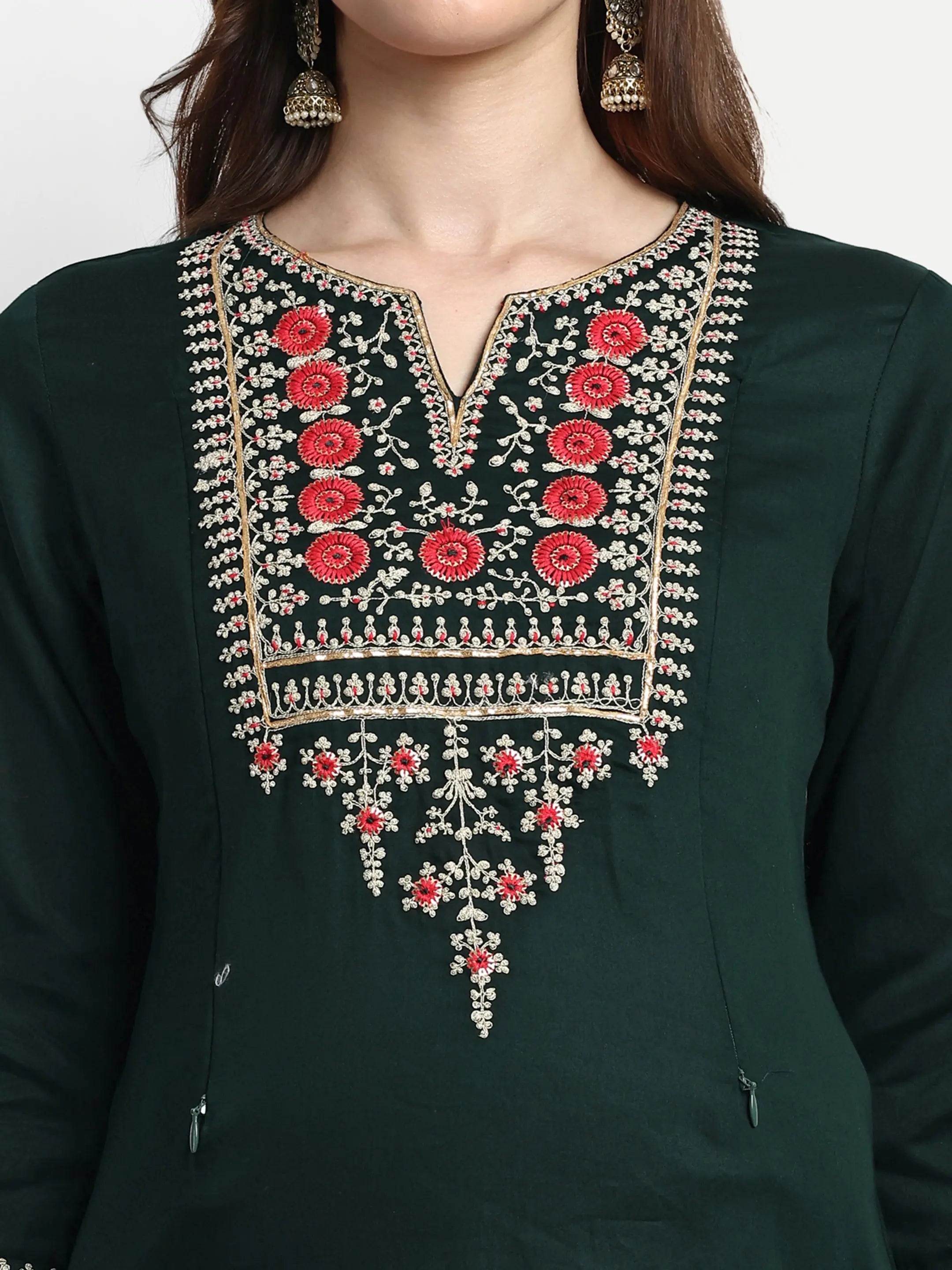 Women Embroidered Pure Silk Straight Kurta mumzhug