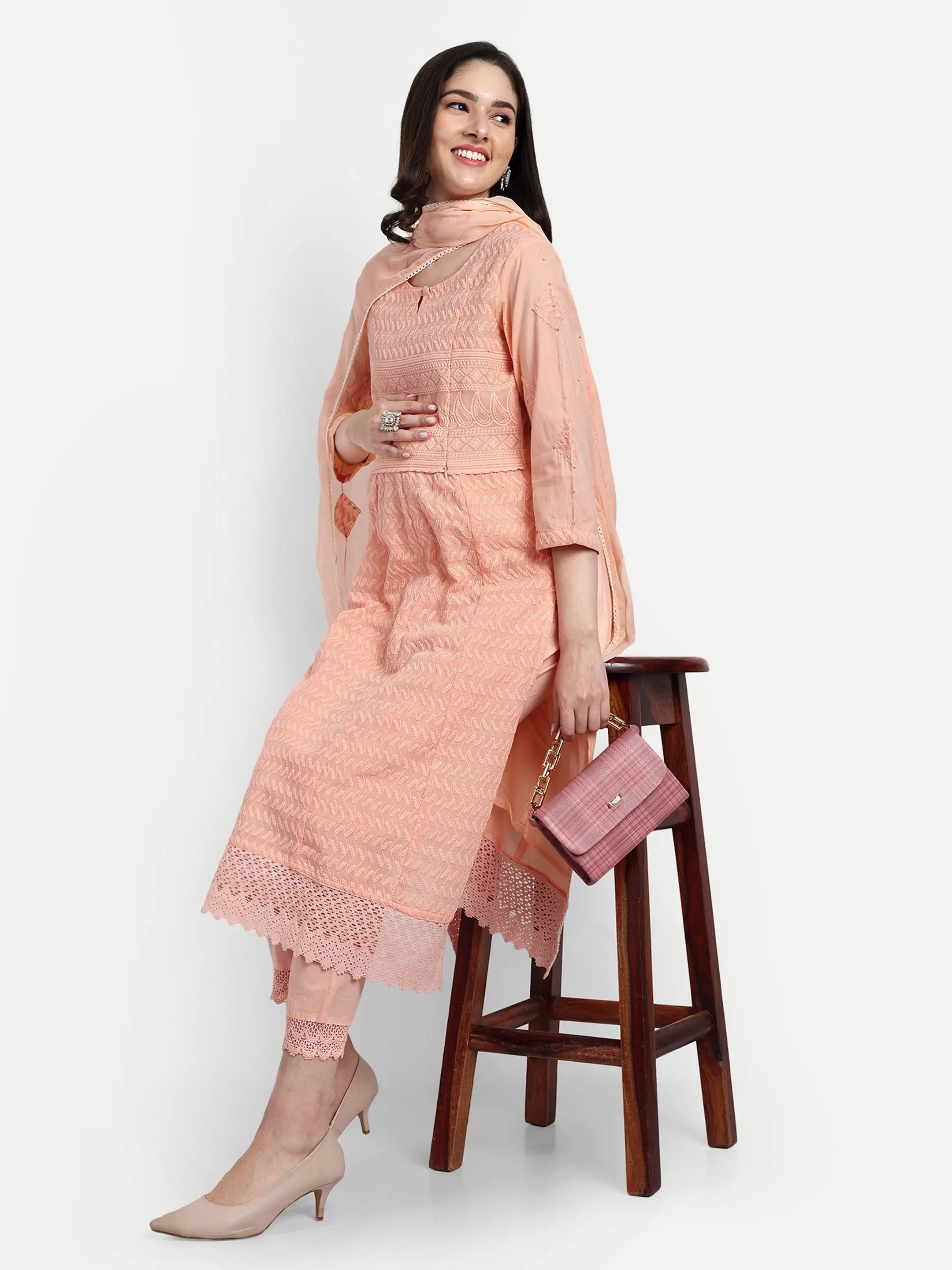 CHIKANKARI COTTON FEEDING AND MATERNITY KURTA SET mumzhug