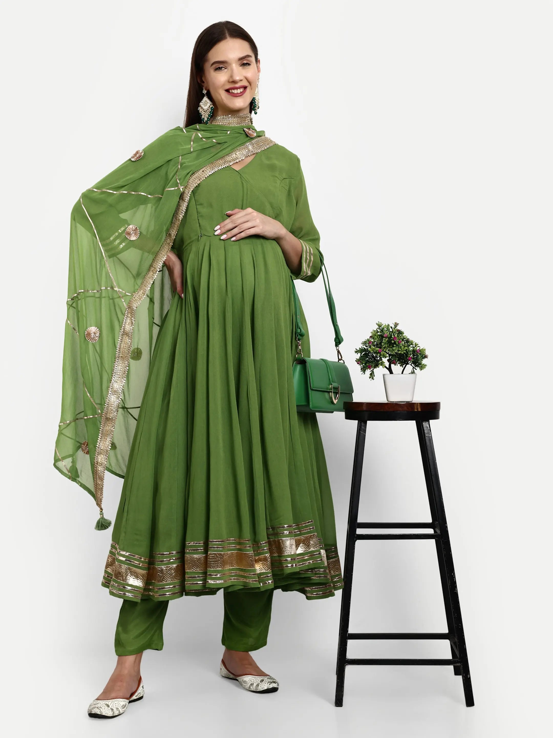 mumzhug Gotta Patti Empire Anarkali Kurta With Trousers  Dupatta mumzhug