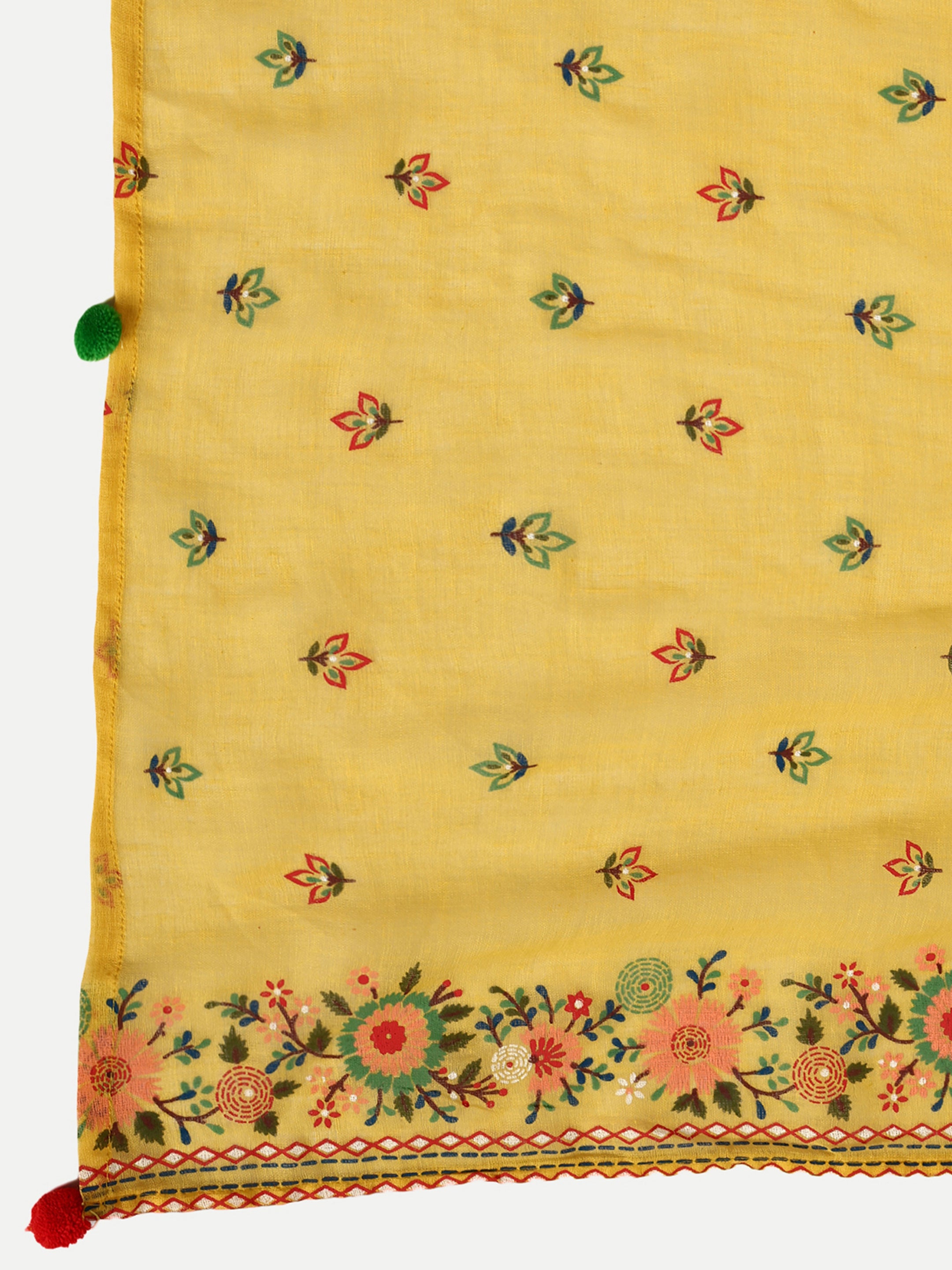 Yellow Pure Cotton Schiffli Embroidered Kurta Pant and Dupatta Set for Feeding and Maternity Purpose