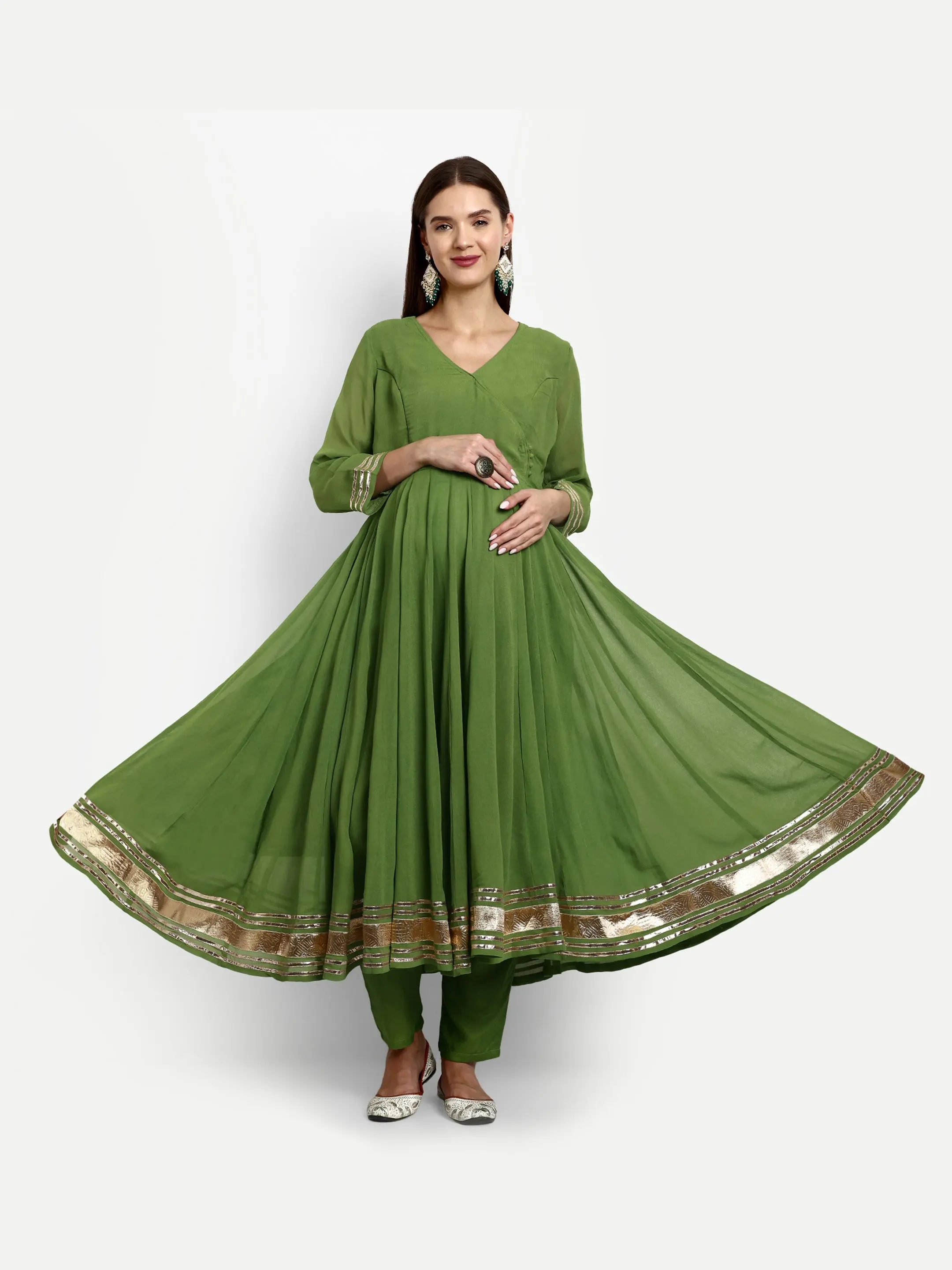 mumzhug Gotta Patti Empire Anarkali Kurta With Trousers  Dupatta mumzhug