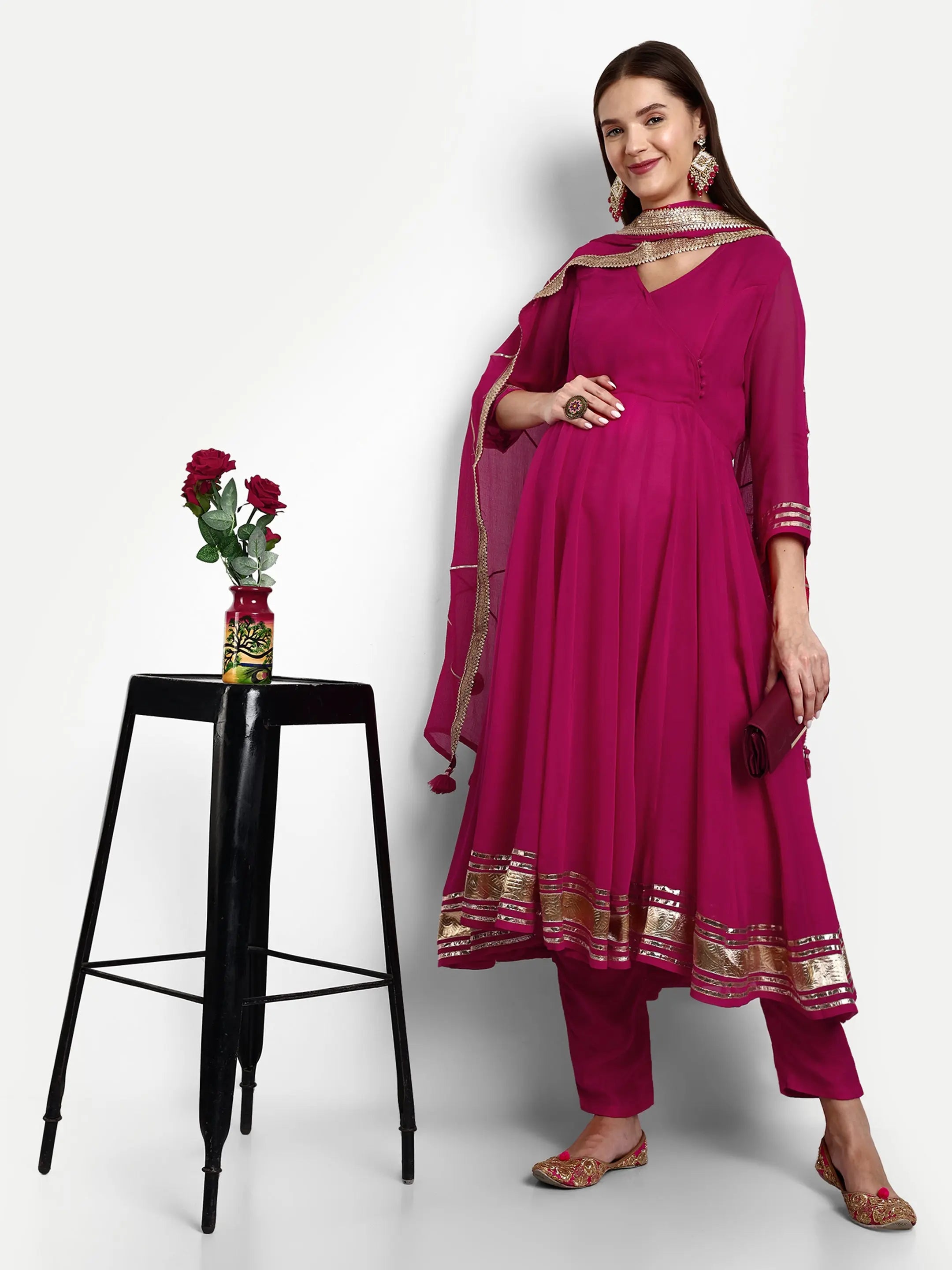 mumzhug Gotta Patti Empire Anarkali Kurta With Trousers  Dupatta mumzhug