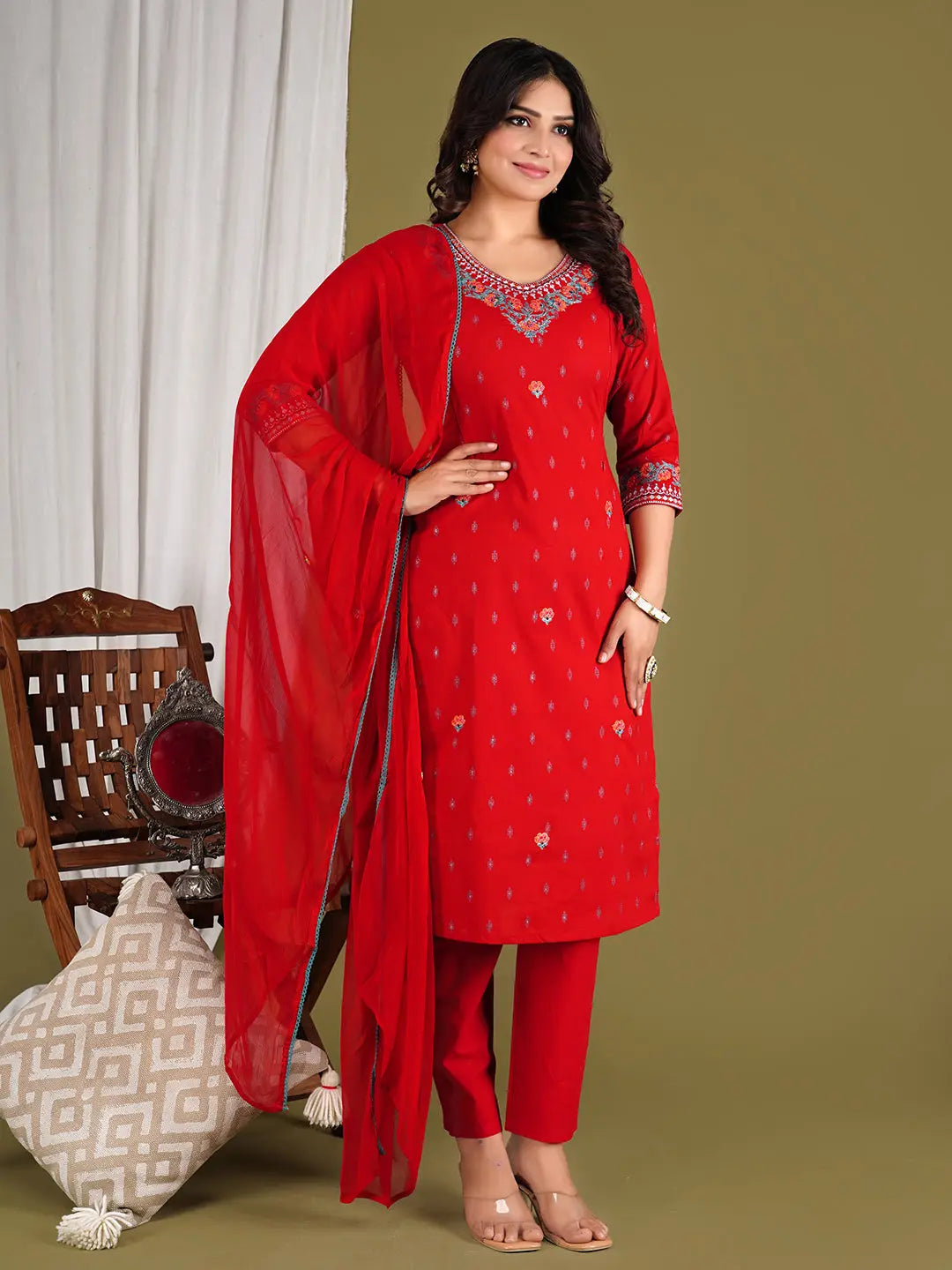 PURE COTTON  EMBROIDERED KURTA PANT AND DUPATTA SET FOR FEEDING AND MATERNITY PURPOSE mumzhug