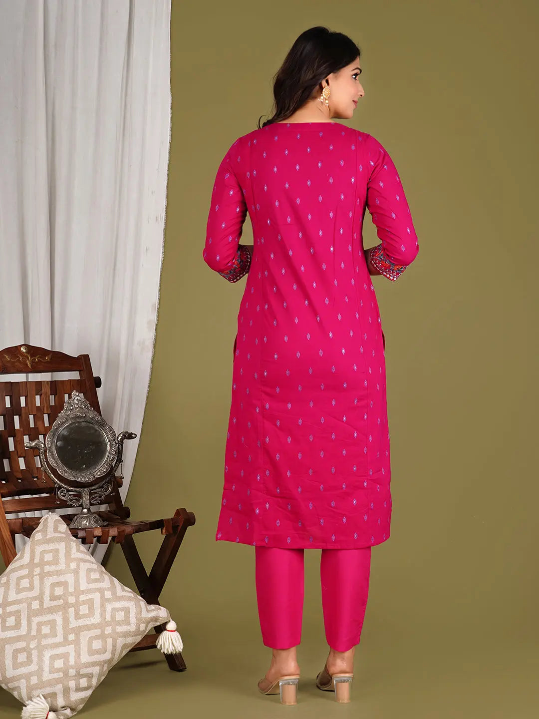 MUMZHUG PURE COTTON FUCHSIA COLORED FOR MATERNITY AND FEEDING KURTA PANT AND DUPATTA SET mumzhug