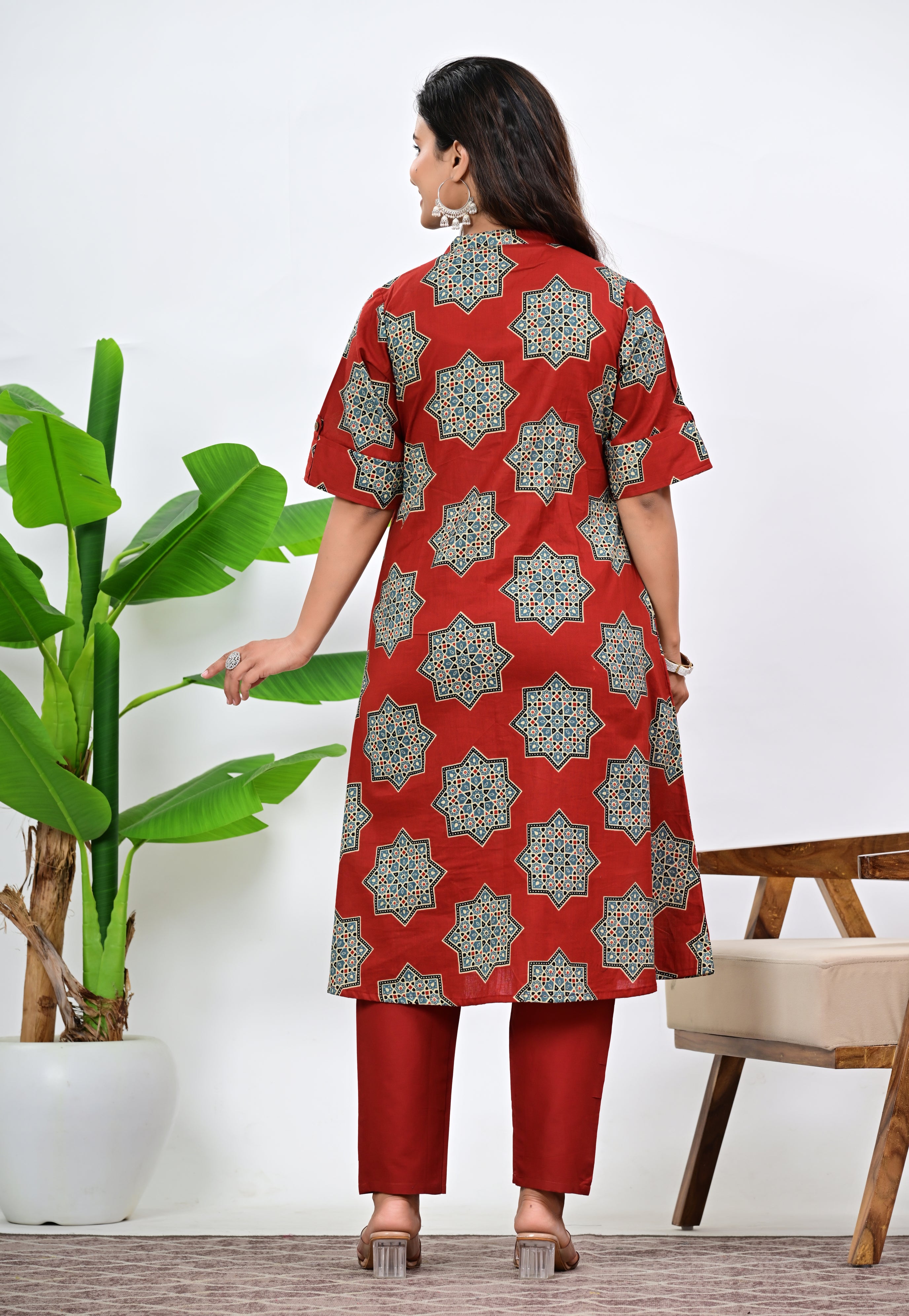 Mumzhug Maroon Colored Pure Cotton Feeding and Maternity Kurta and Pallazo Set