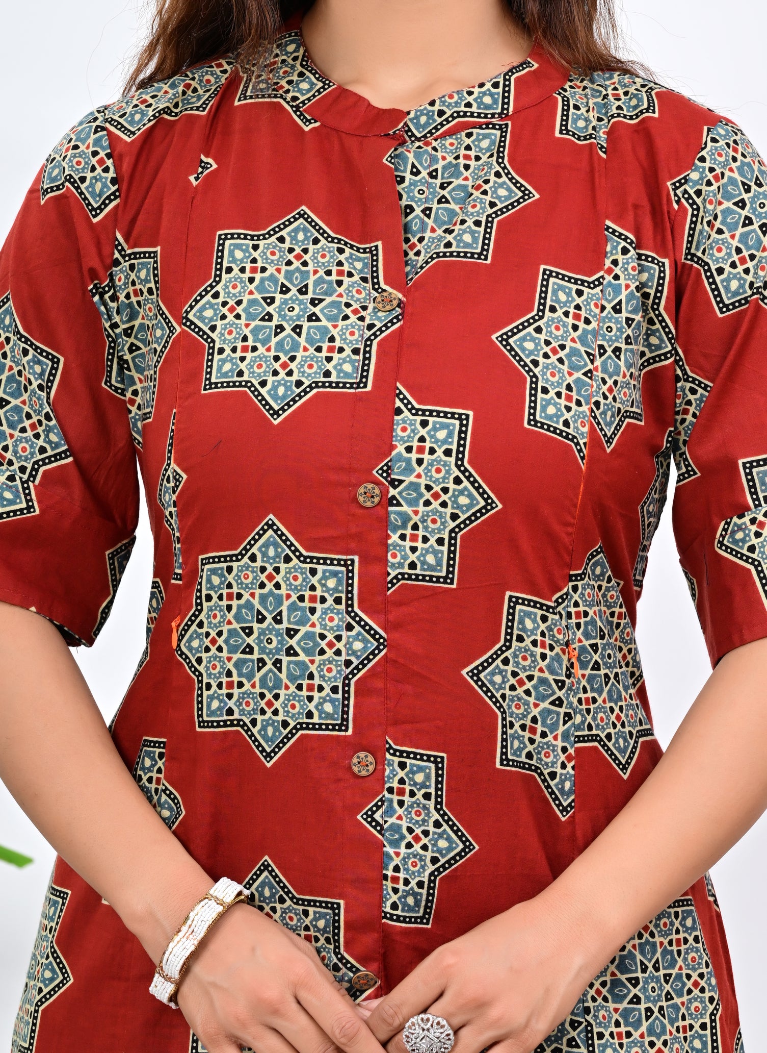 Mumzhug Maroon Colored Pure Cotton Feeding and Maternity Kurta and Pallazo Set