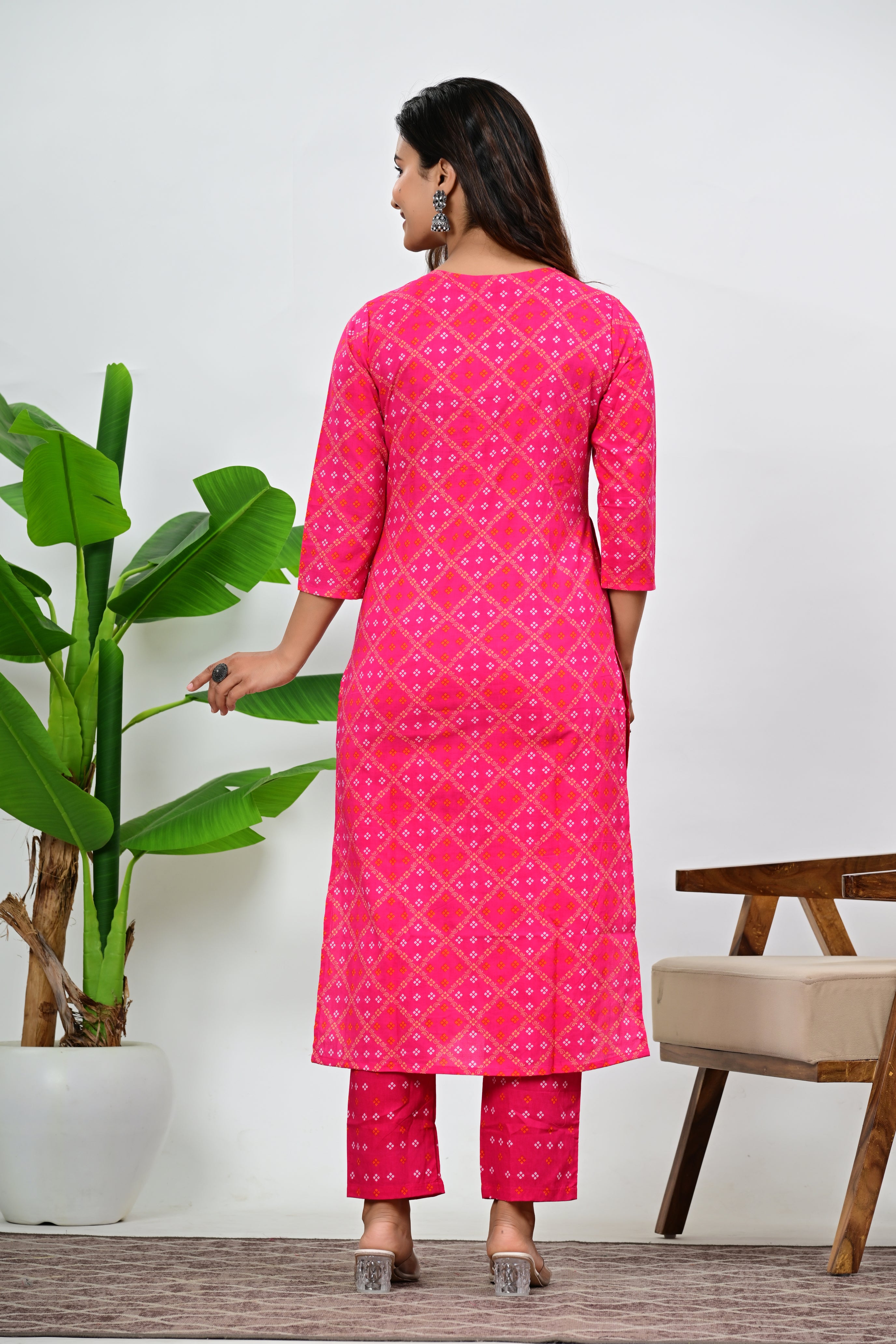 Pure Cotton Fuchsia Colored Feeding Kurta Pant and Dupatta Set