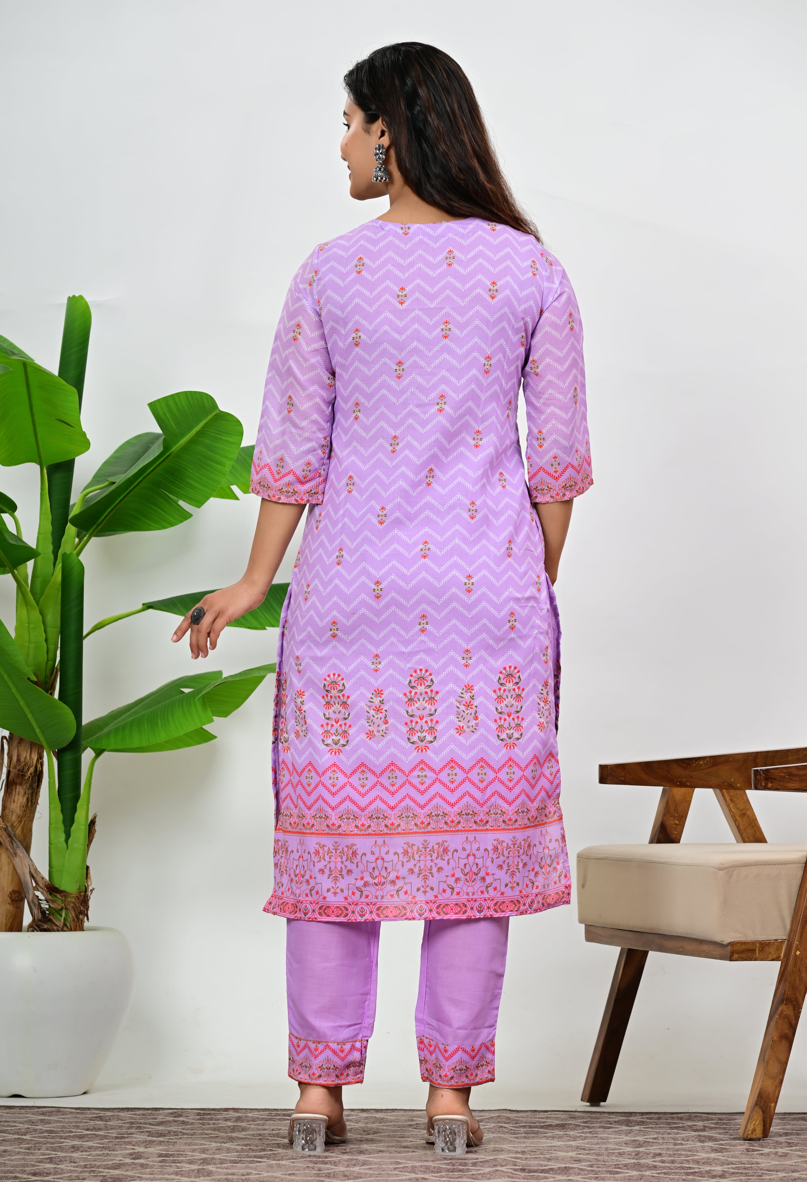 Mumzhug Blend Cotton Detailed Embroidered Kurta Pant and Dupatta Set with Attached Lining