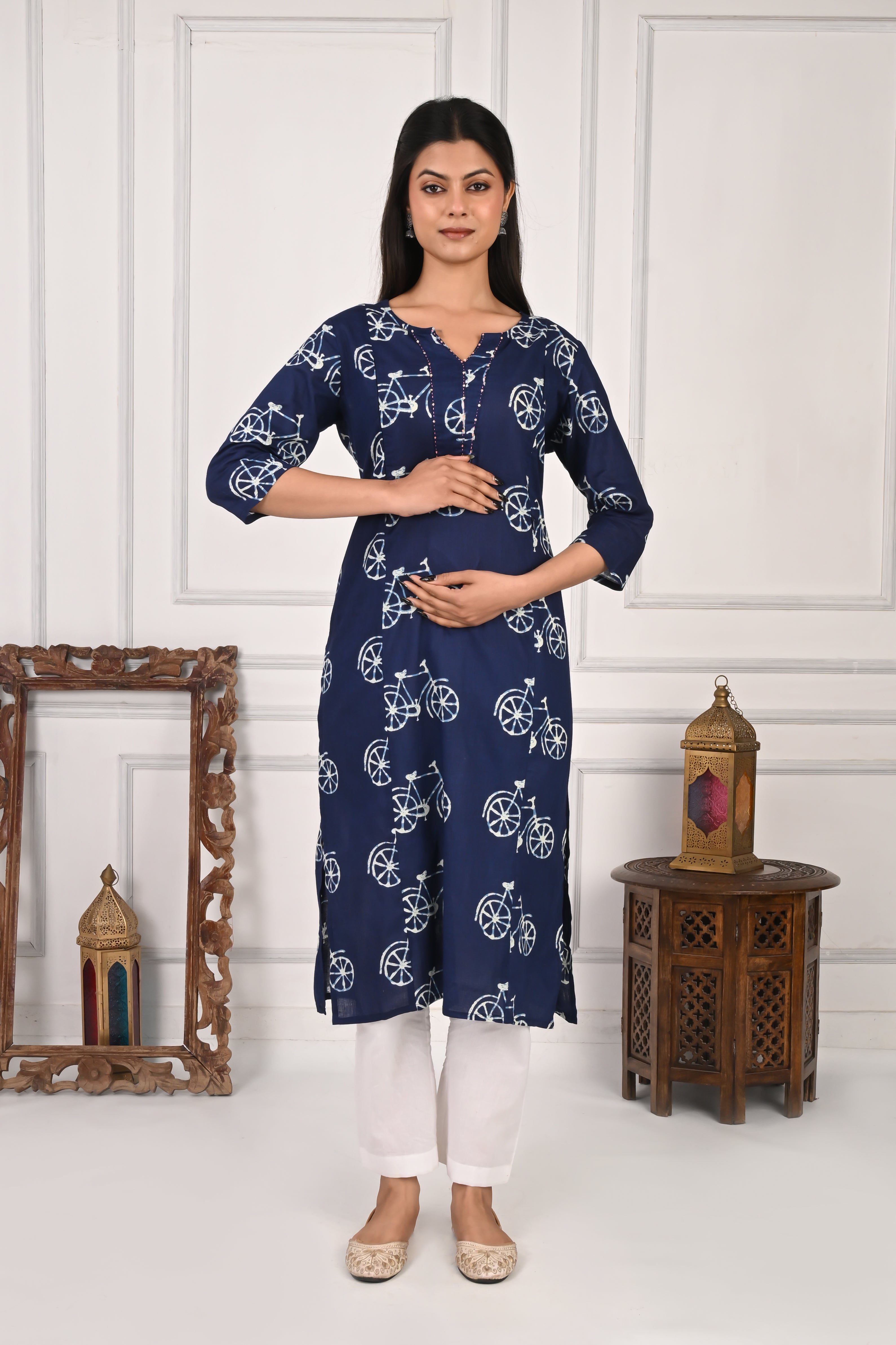 Mumzhug Pure Cotton Jaipuri Print Feeding Kurta
