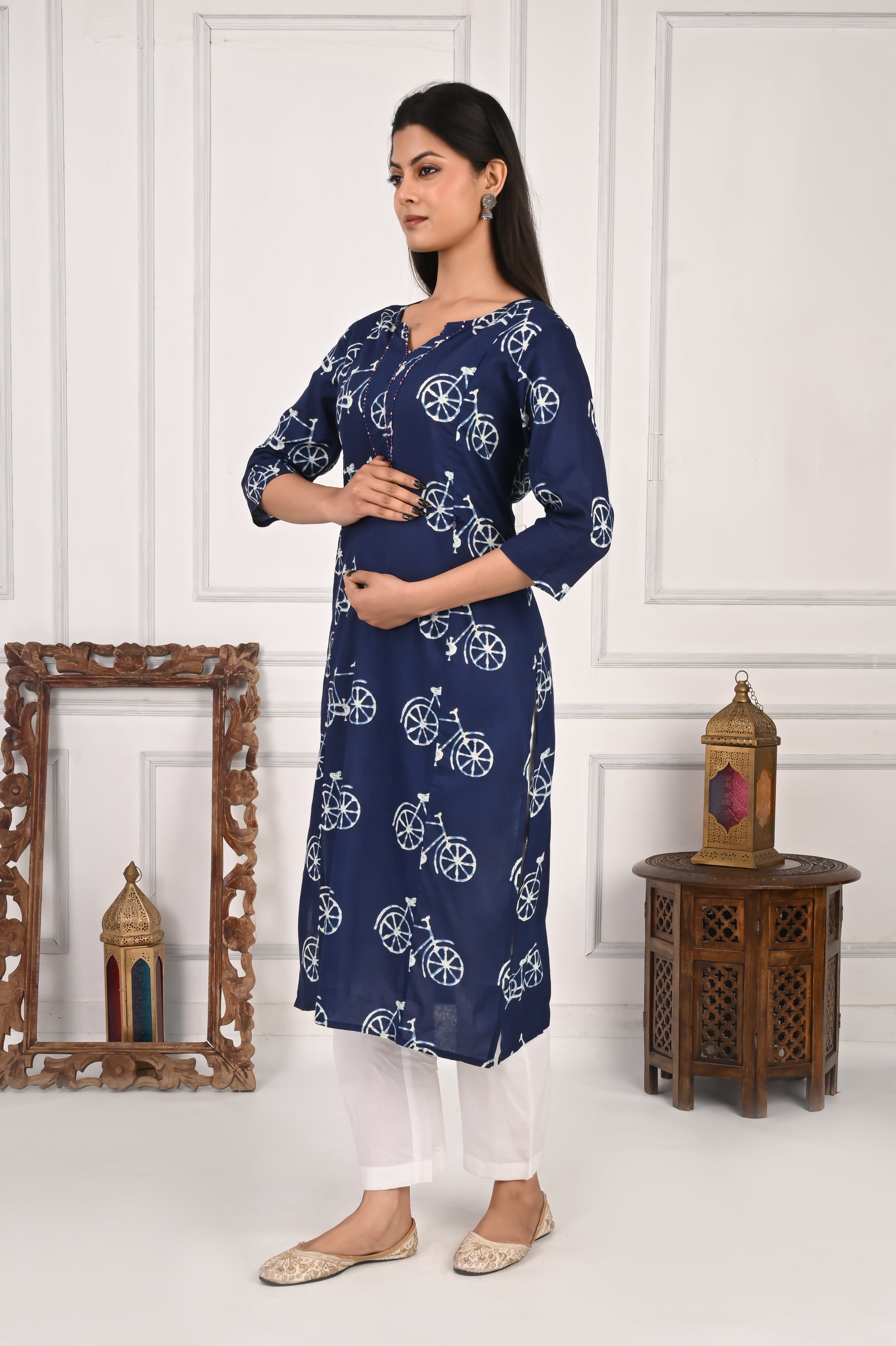 Mumzhug Pure Cotton Jaipuri Print Feeding Kurta