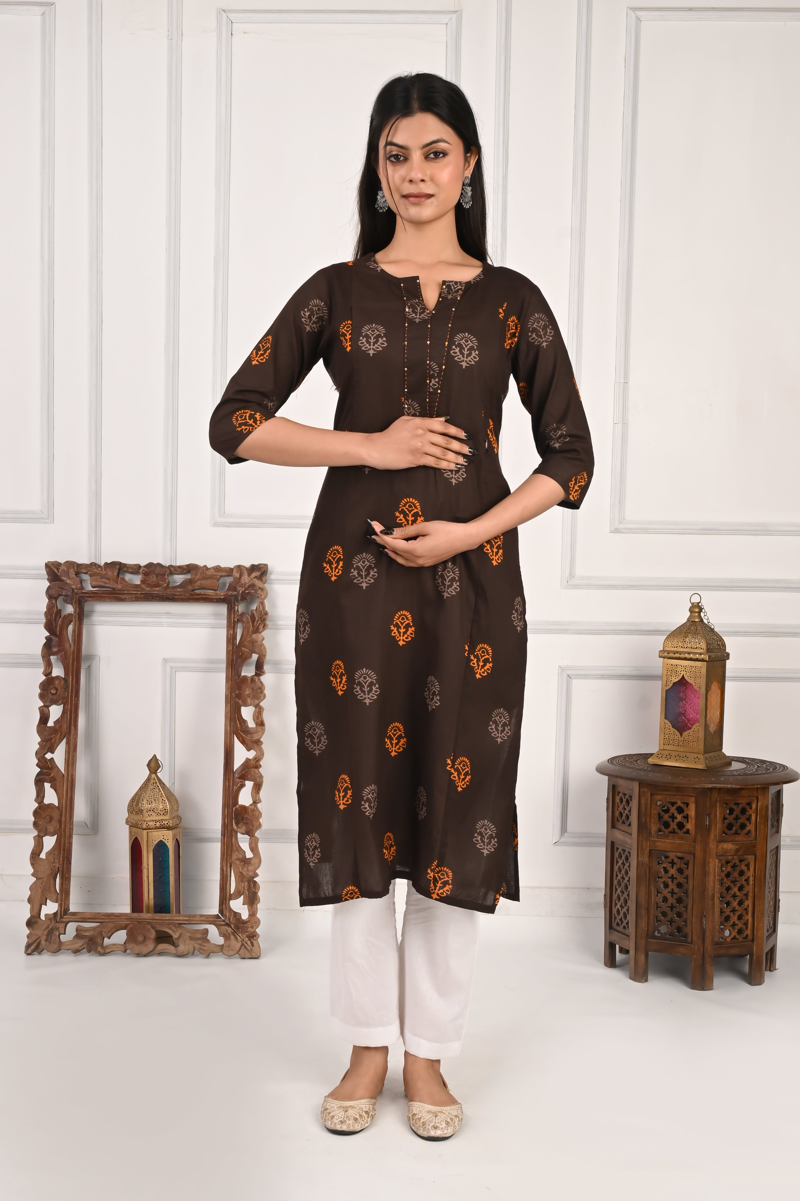 Mumzhug Pure Cotton Jaipuri Print Feeding Kurta