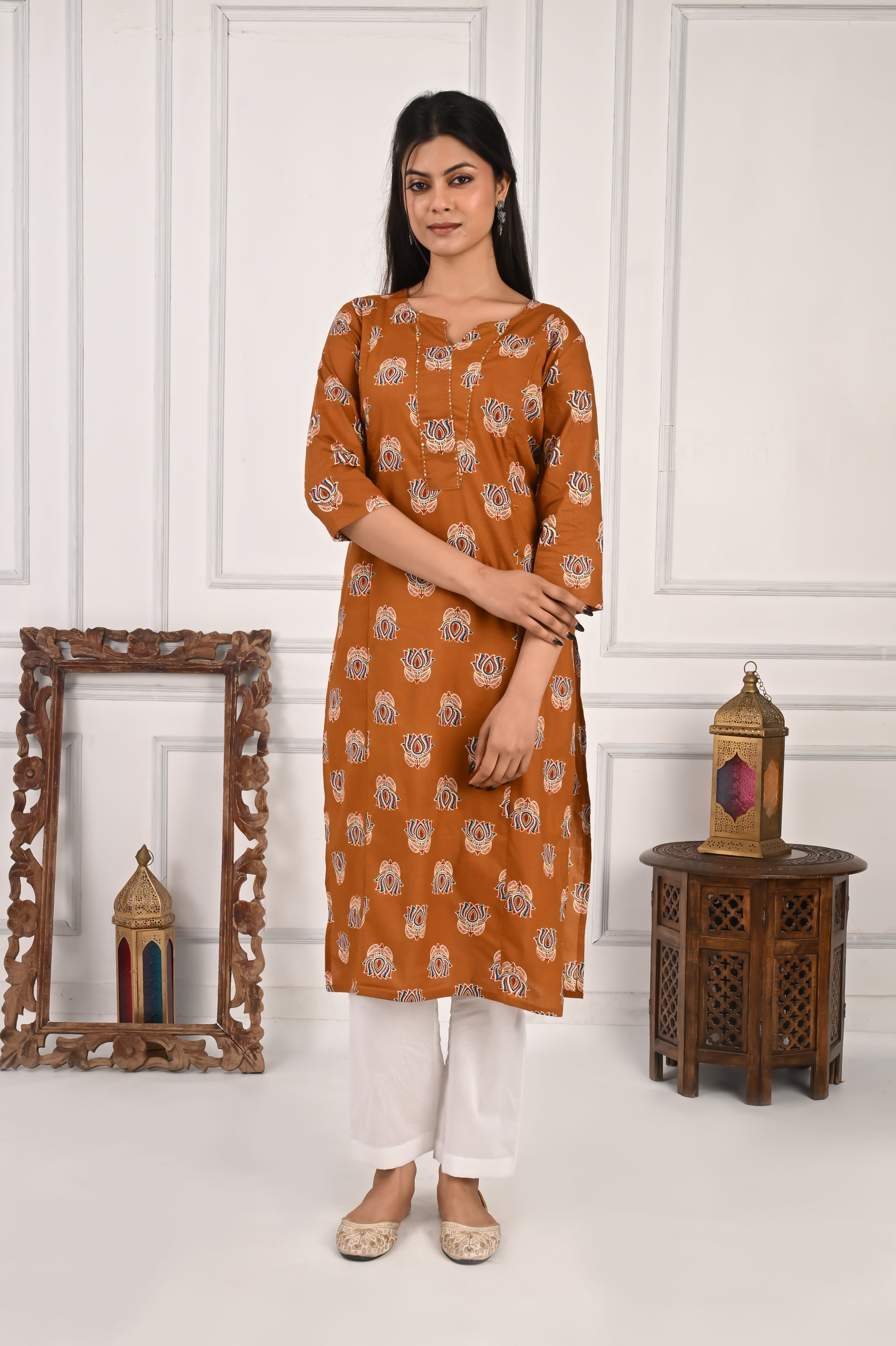 Mumzhug Mustard Color Pure Cotton Feeding Kurta