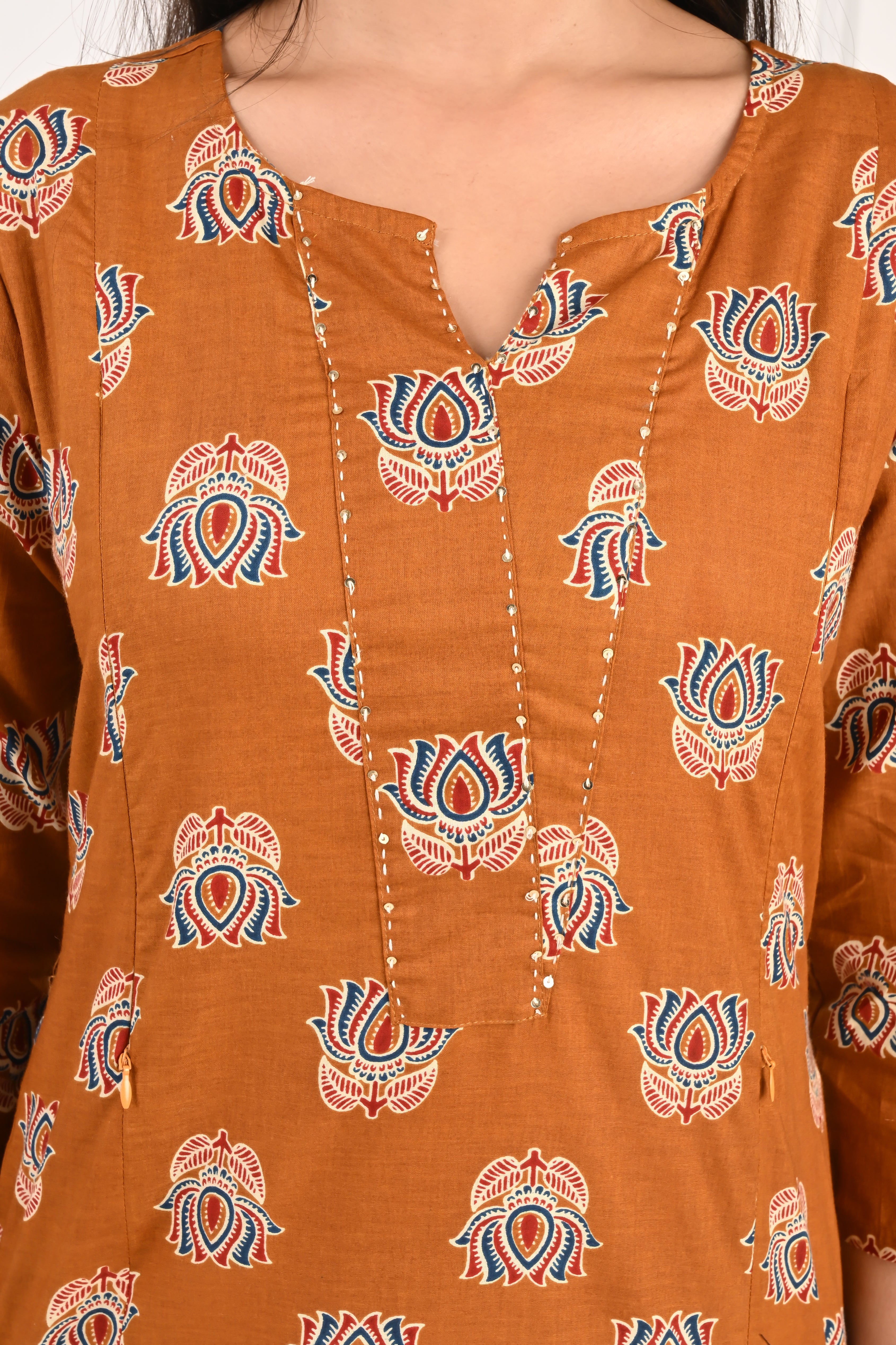 Mumzhug Mustard Color Pure Cotton Feeding Kurta