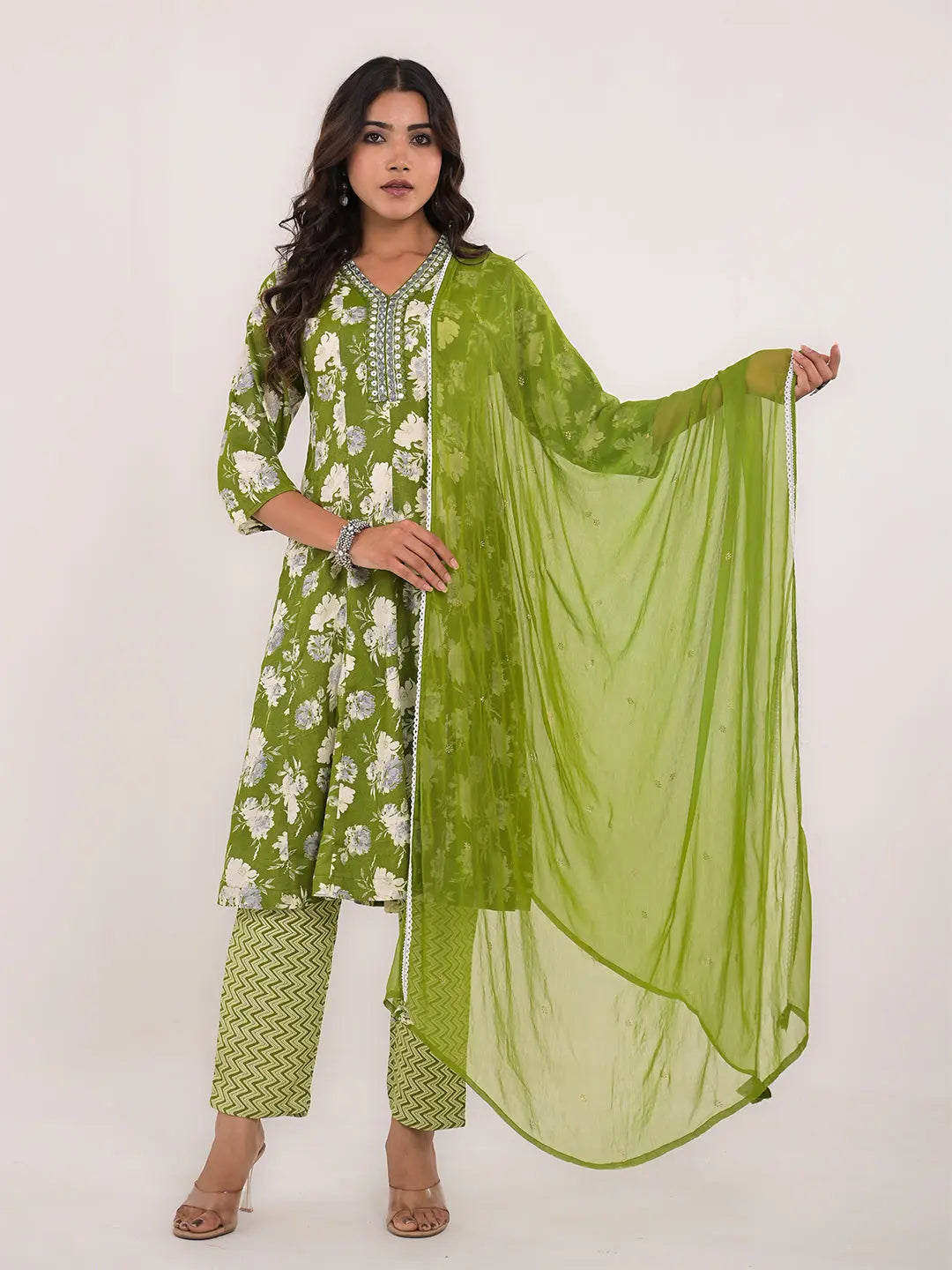 KAVITA GUPTA viscose rayon flaired anarkali with pant and chiffon dupatta Kavita Gupta