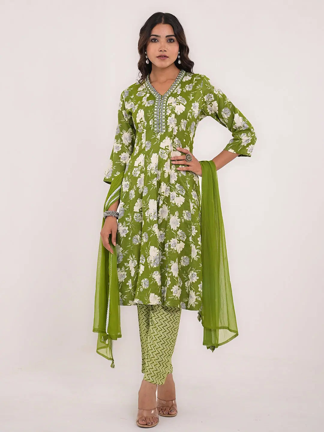 KAVITA GUPTA viscose rayon flaired anarkali with pant and chiffon dupatta Kavita Gupta