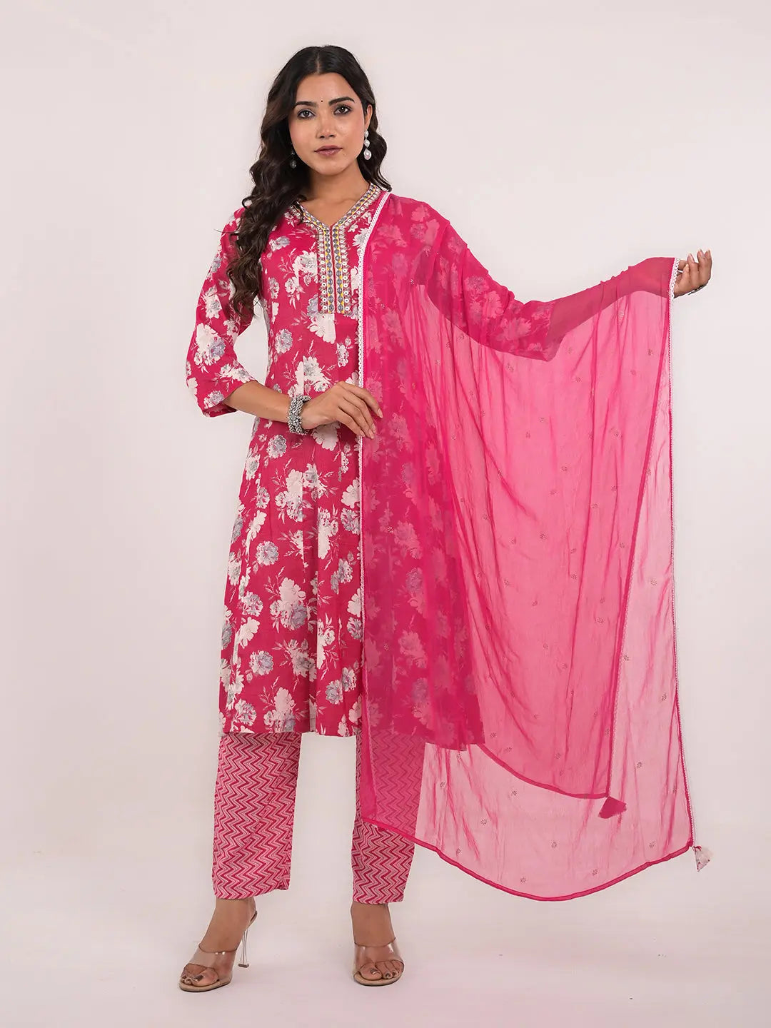 KAVITA GUPTA viscose rayon flaired anarkali with pant and chiffon dupatta Kavita Gupta