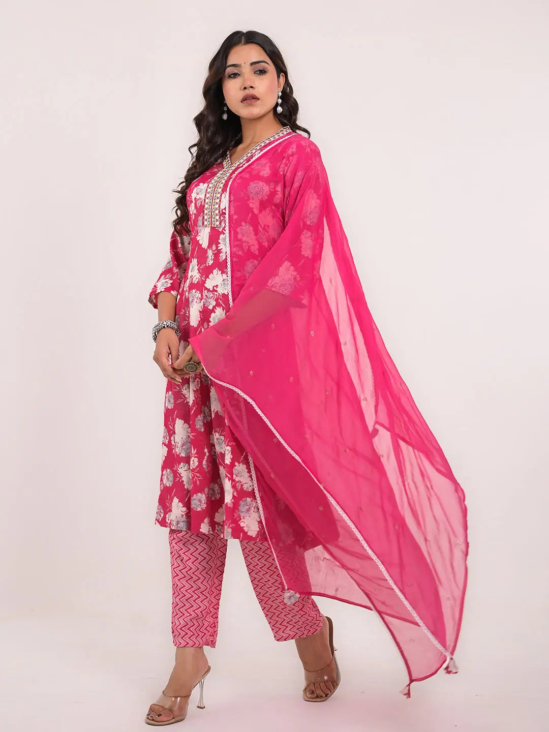 KAVITA GUPTA viscose rayon flaired anarkali with pant and chiffon dupatta Kavita Gupta