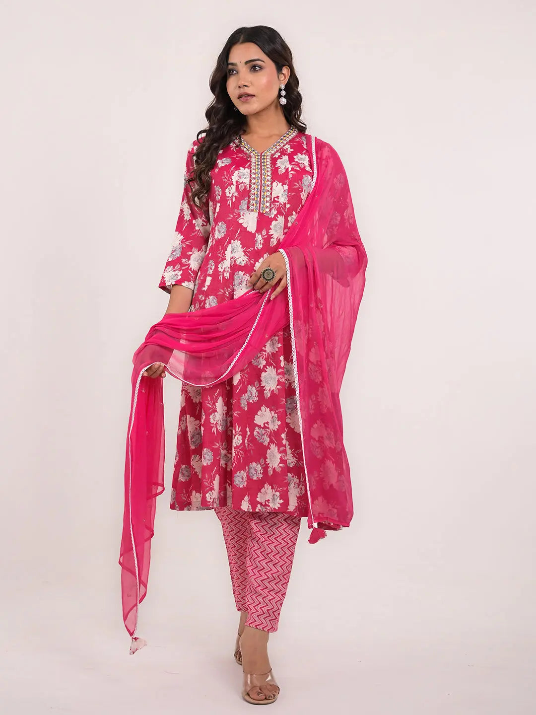 KAVITA GUPTA viscose rayon flaired anarkali with pant and chiffon dupatta Kavita Gupta