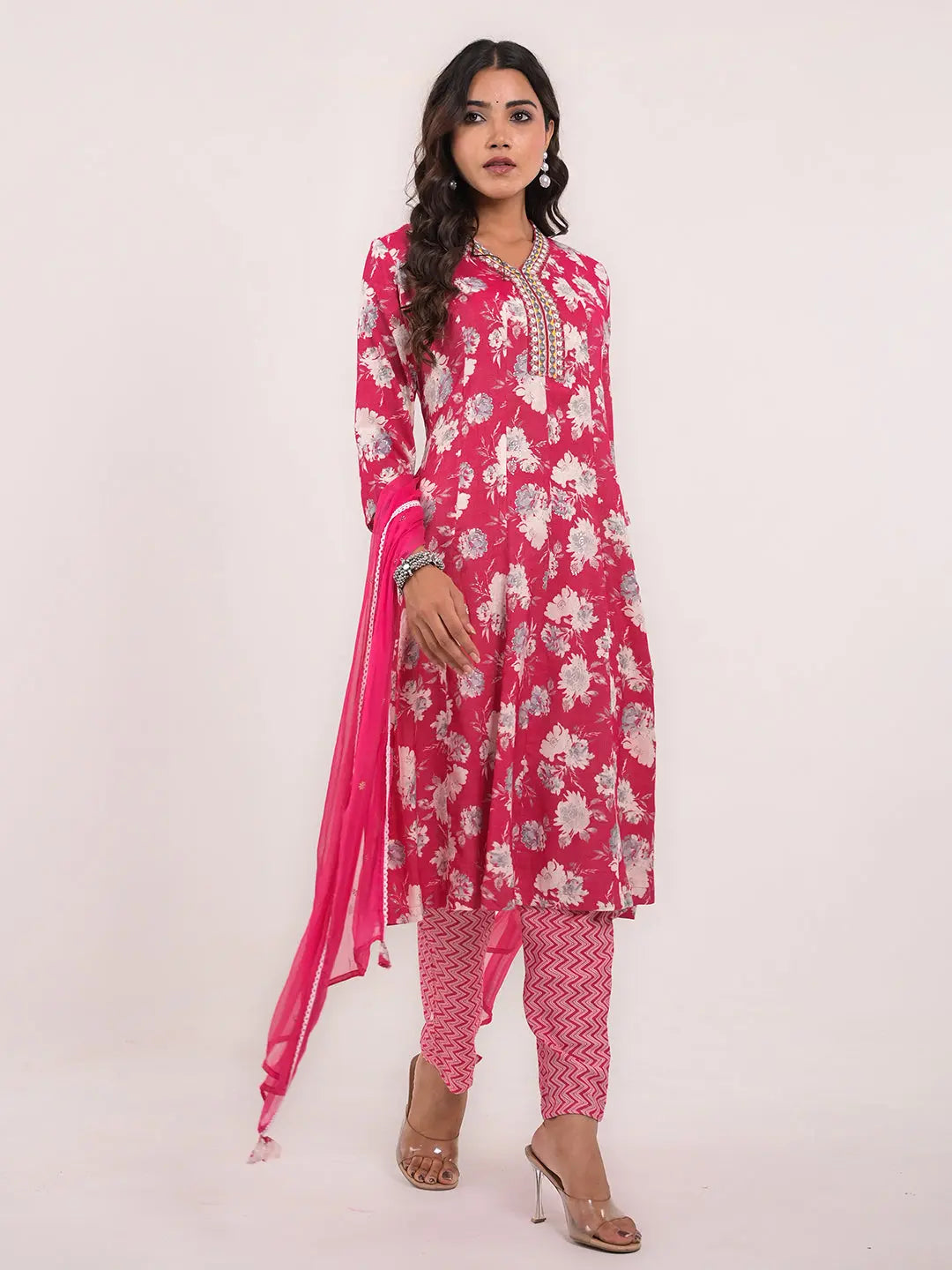 KAVITA GUPTA viscose rayon flaired anarkali with pant and chiffon dupatta Kavita Gupta