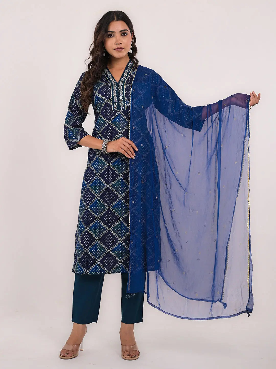 KAVITA GUPTA cotton embroided kurta with pant and dupatta Kavita Gupta